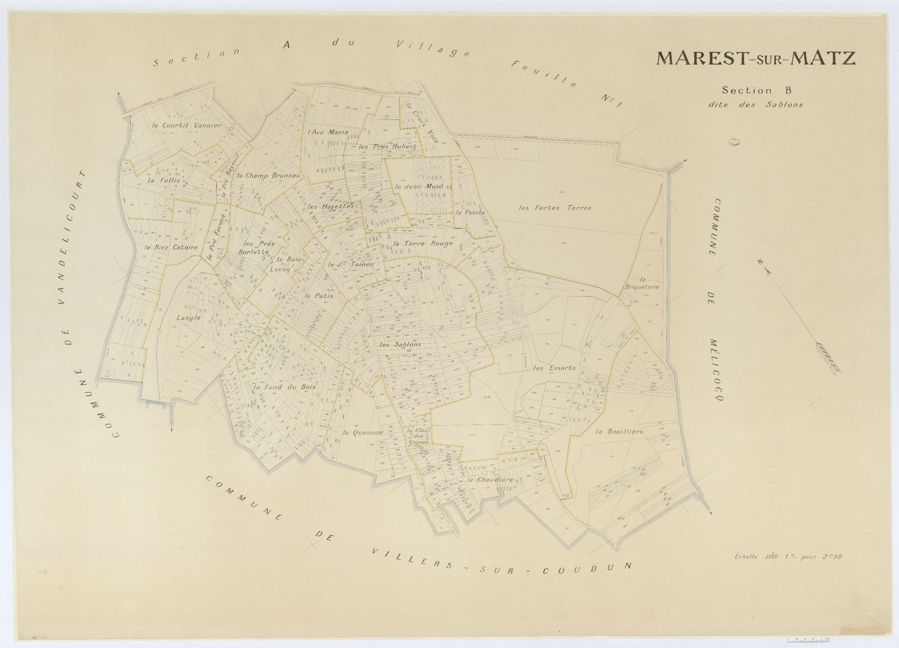 Marest-sur-Matz - Cadastre napoléonien (copie), section B, feuille unique