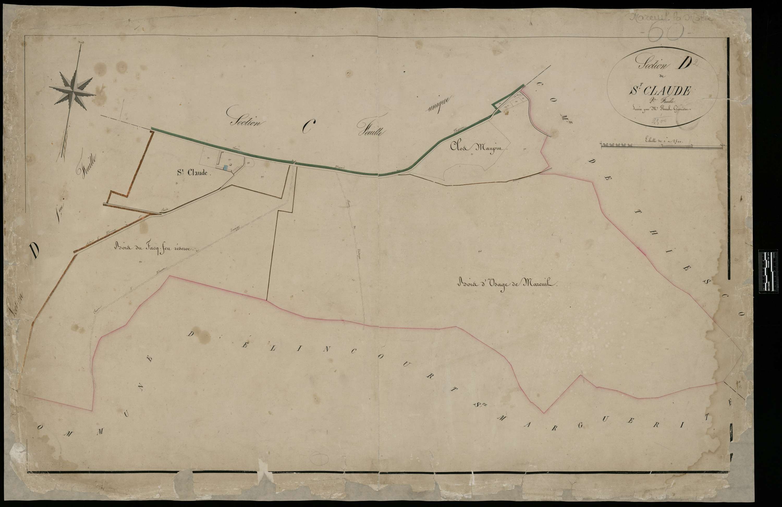 Mareuil-la-Motte - Cadastre napoléonien, section D2