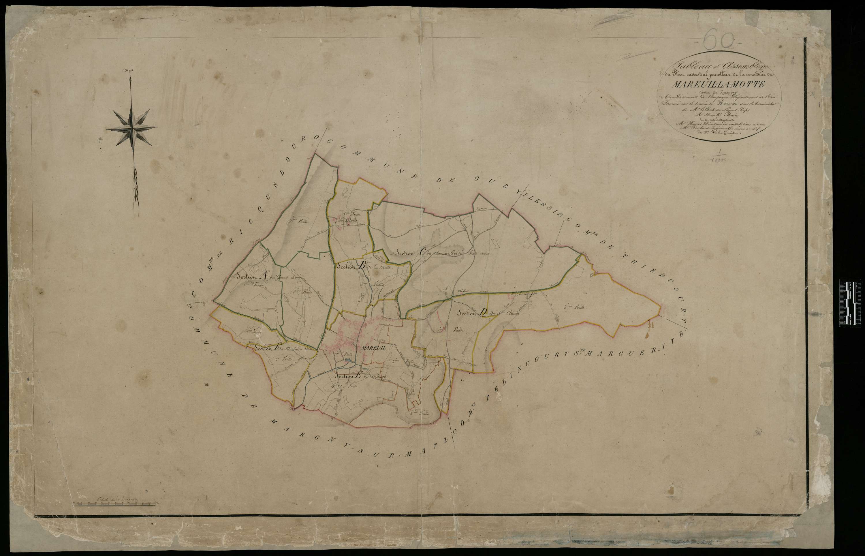 Mareuil-la-Motte - Cadastre napoléonien, tableau d'assemblage