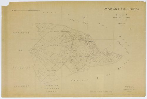 Margny-aux-Cerises - Cadastre napoléonien (copie), section A, feuille unique, copie calque