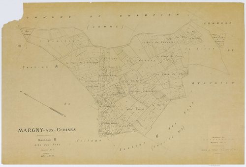 Margny-aux-Cerises - Cadastre napoléonien (copie), section B1, copie calque