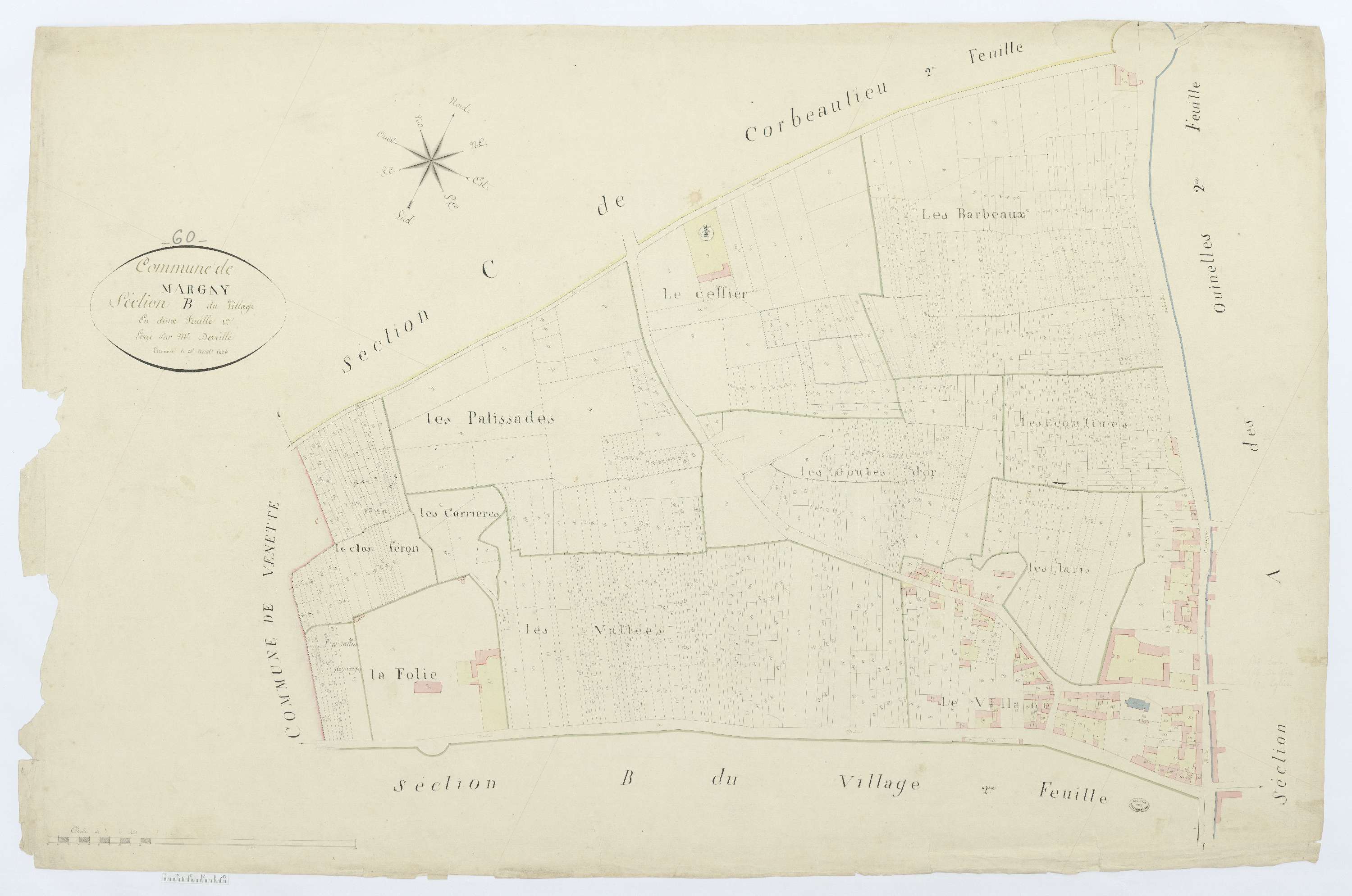 Margny-lès-Compiègne - Cadastre napoléonien, section B1