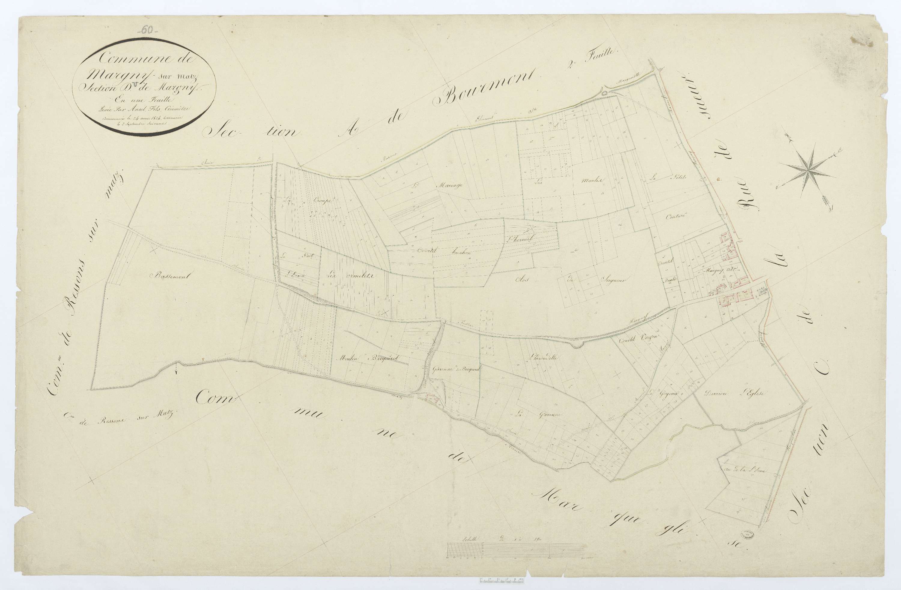 Margny-sur-Matz - Cadastre napoléonien, section D, feuille unique