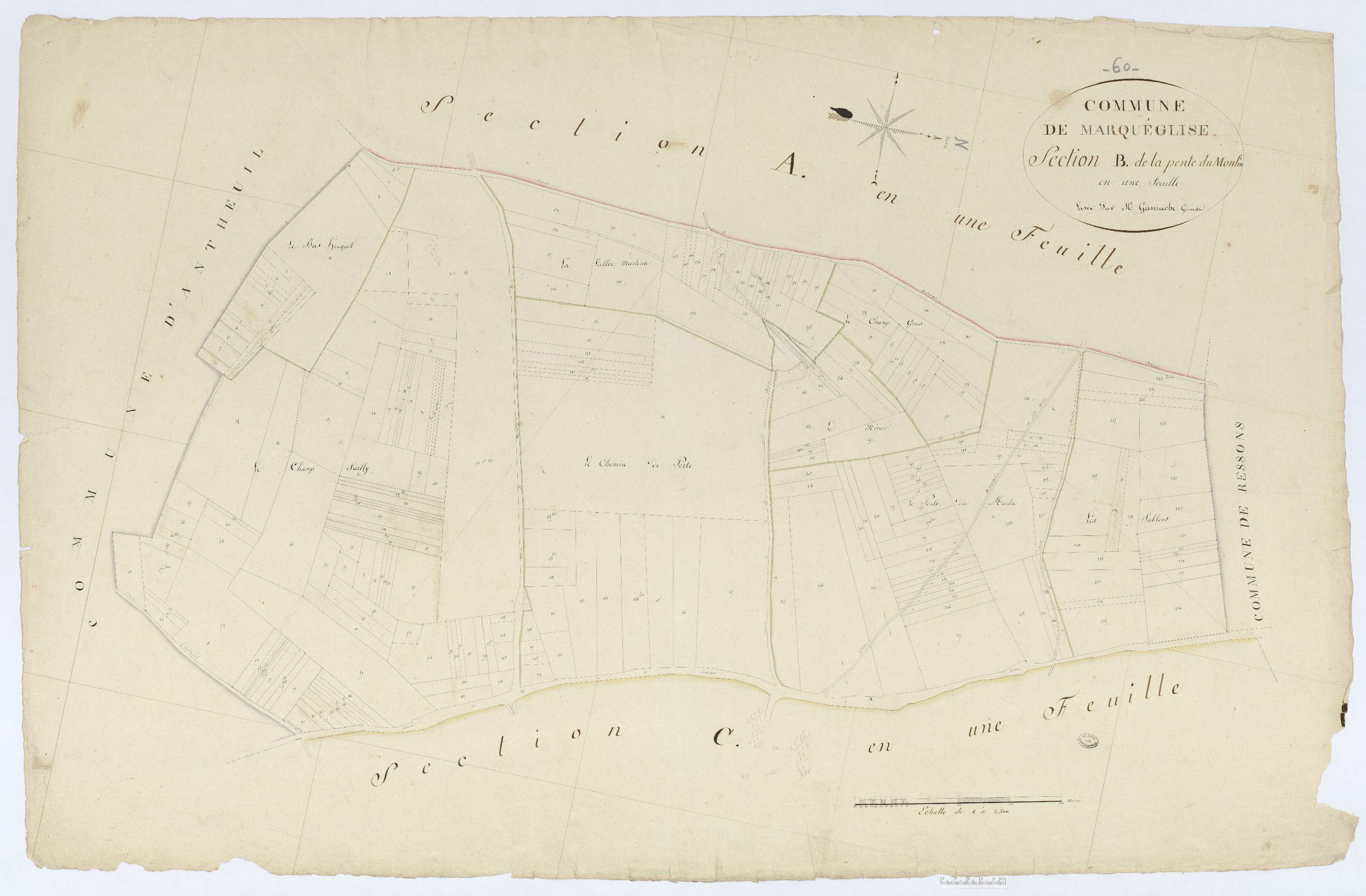 Marquéglise - Cadastre napoléonien, section B, feuille unique