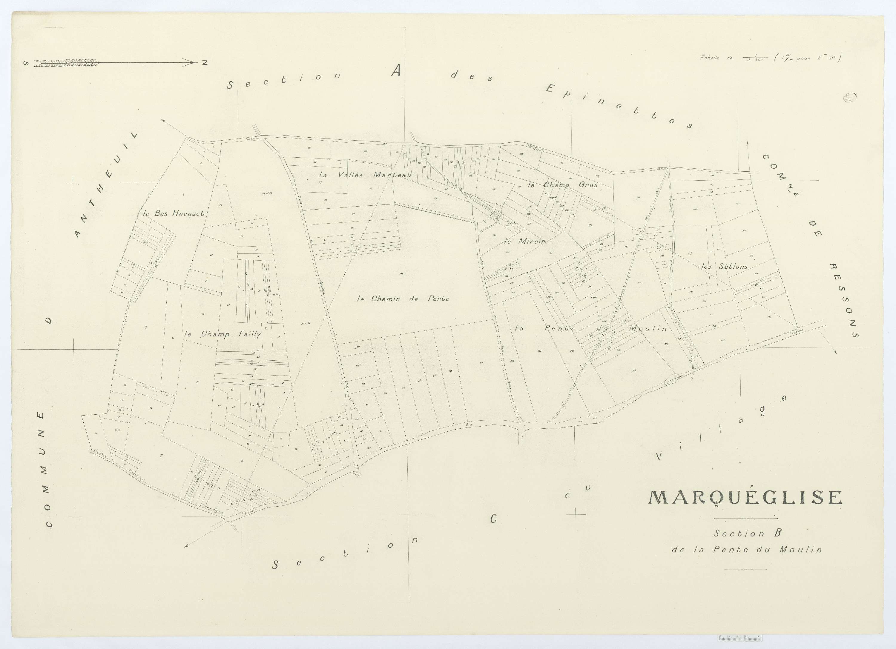 Marquéglise - Cadastre napoléonien (copie), section B, feuille unique