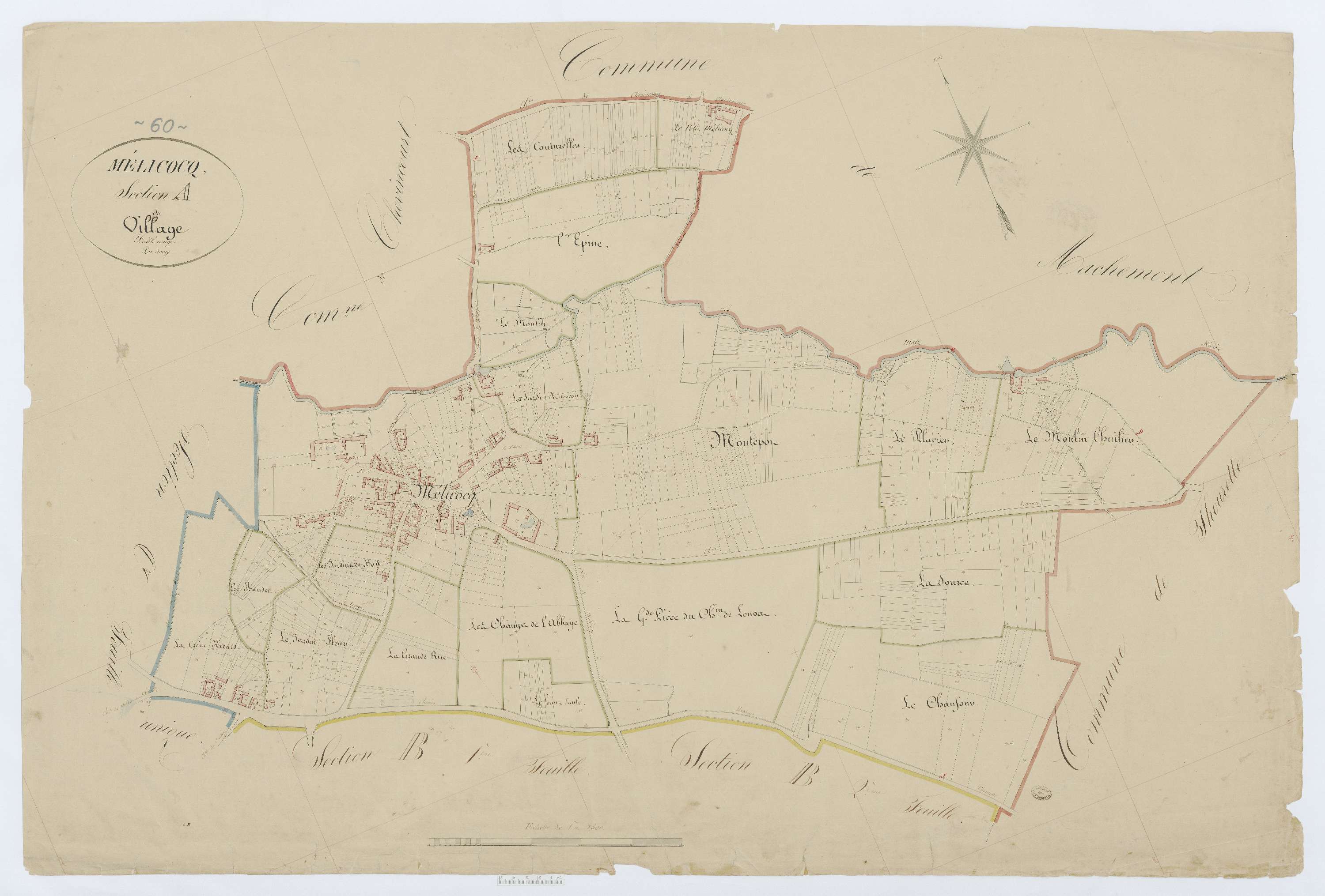 Mélicocq - Cadastre napoléonien, section A, feuille unique