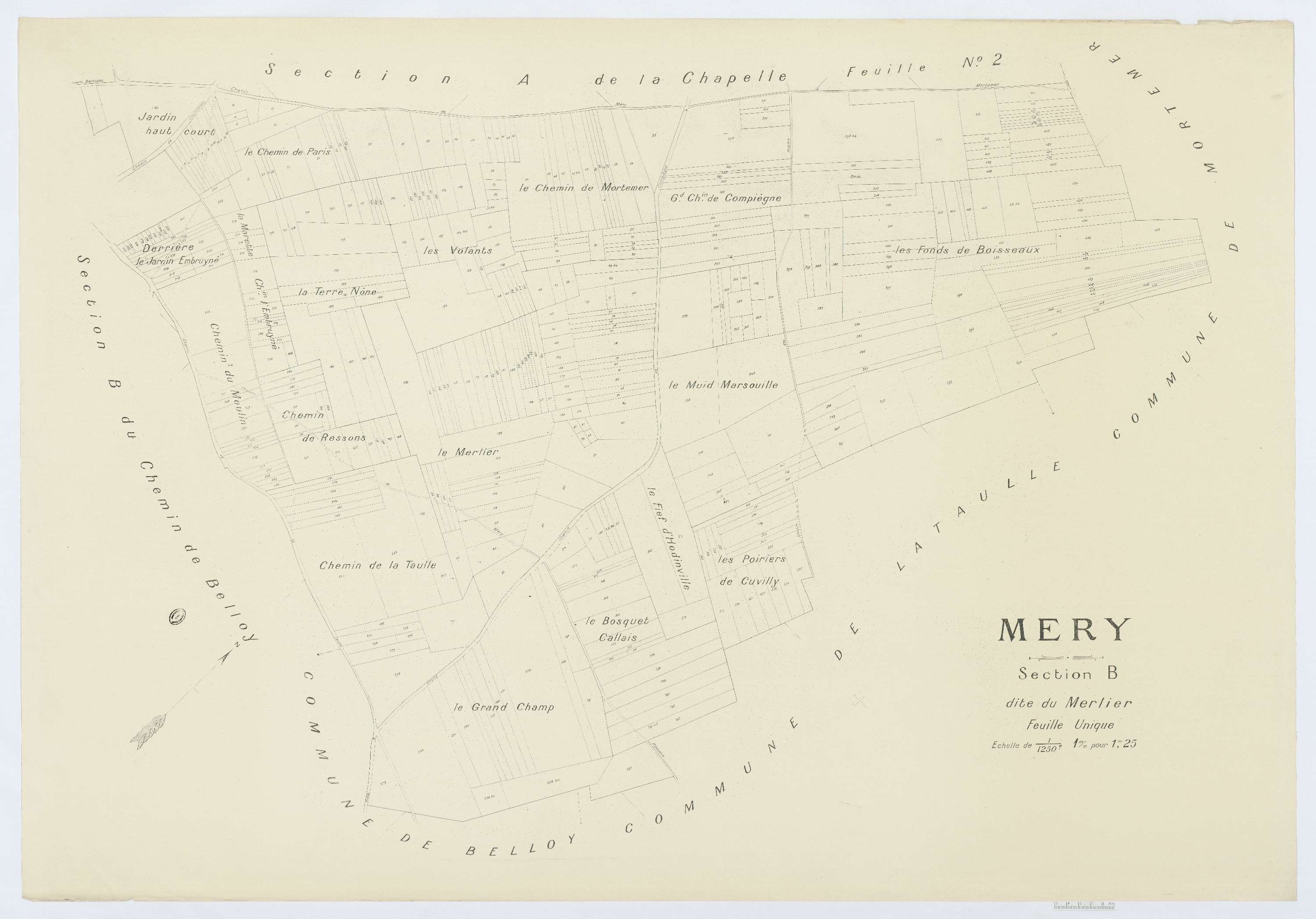 Méry-la-Bataille - Cadastre napoléonien (copie), section B, feuille unique
