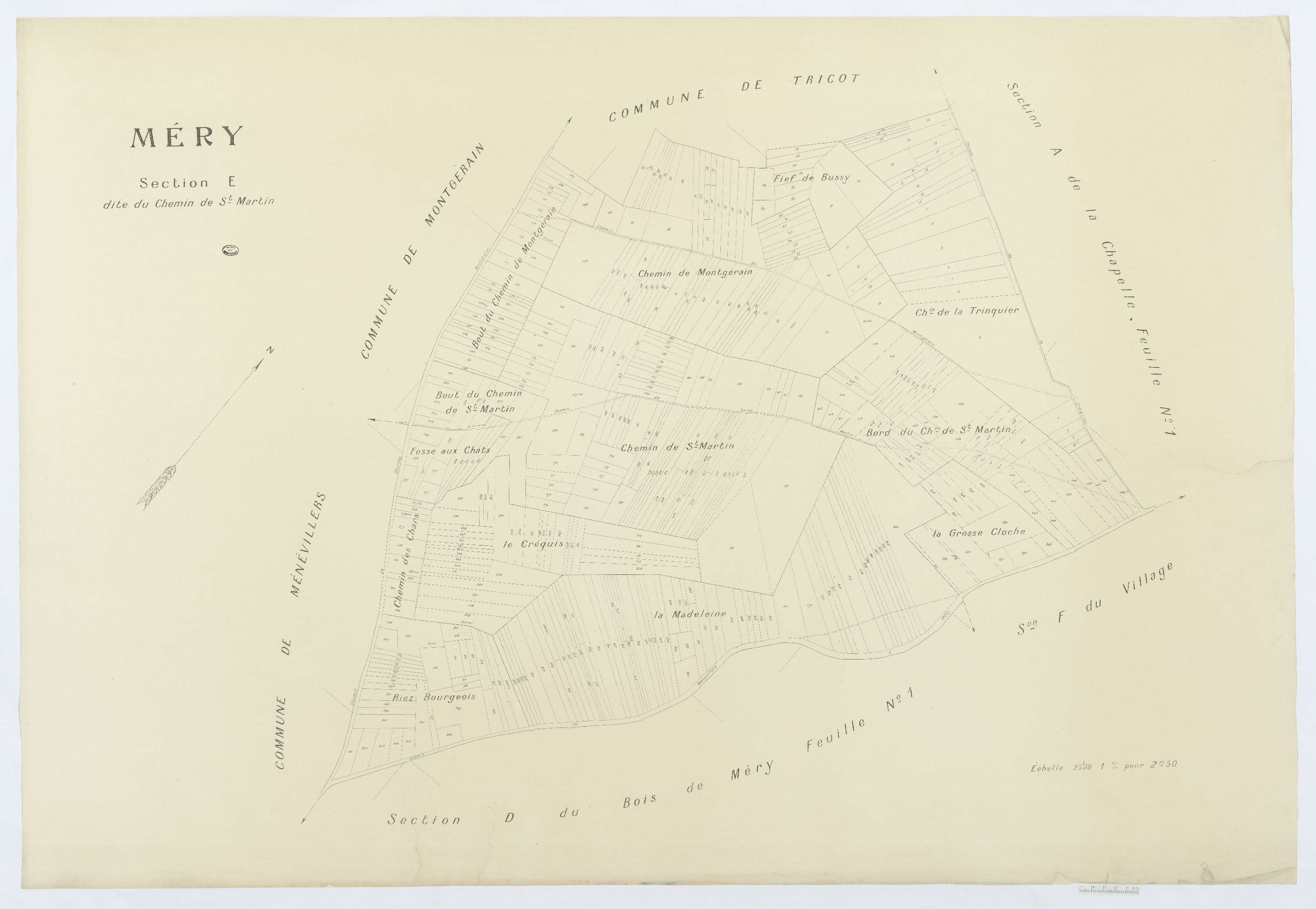 Méry-la-Bataille - Cadastre napoléonien (copie), section E, feuille unique
