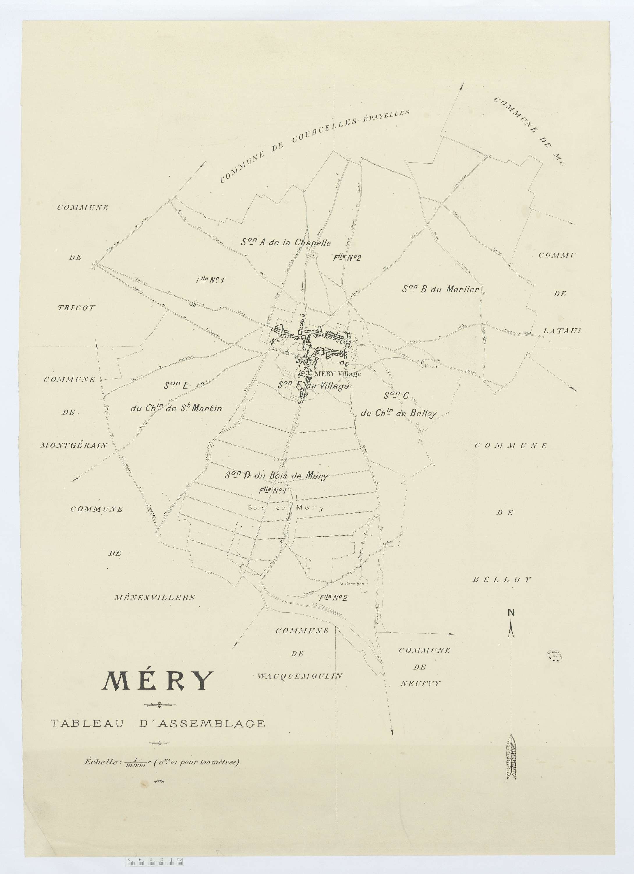 Méry-la-Bataille - Cadastre napoléonien (copie), tableau d'assemblage
