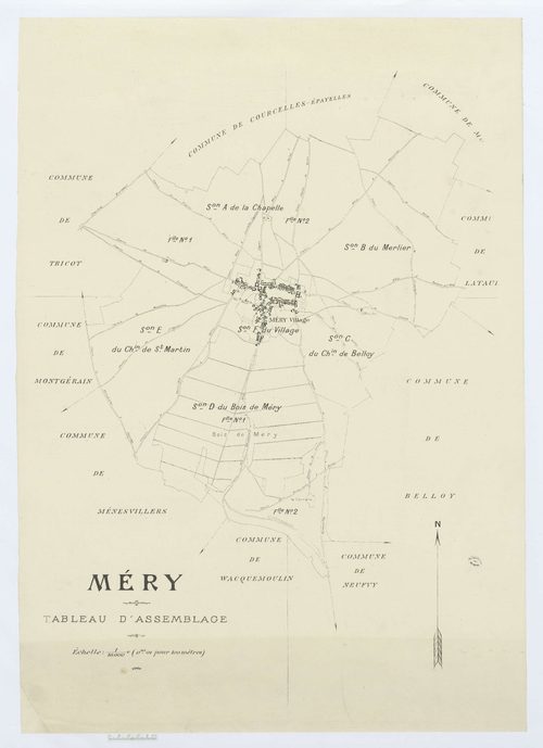 Méry-la-Bataille - Cadastre napoléonien (copie), tableau d'assemblage