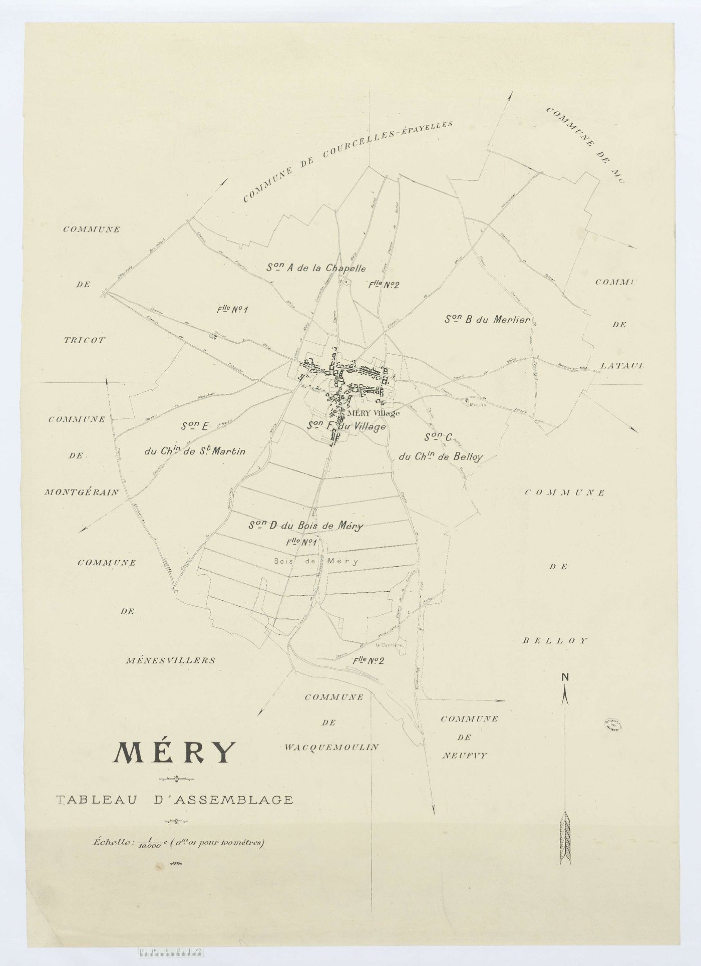 Méry-la-Bataille - Cadastre napoléonien (copie), tableau d'assemblage