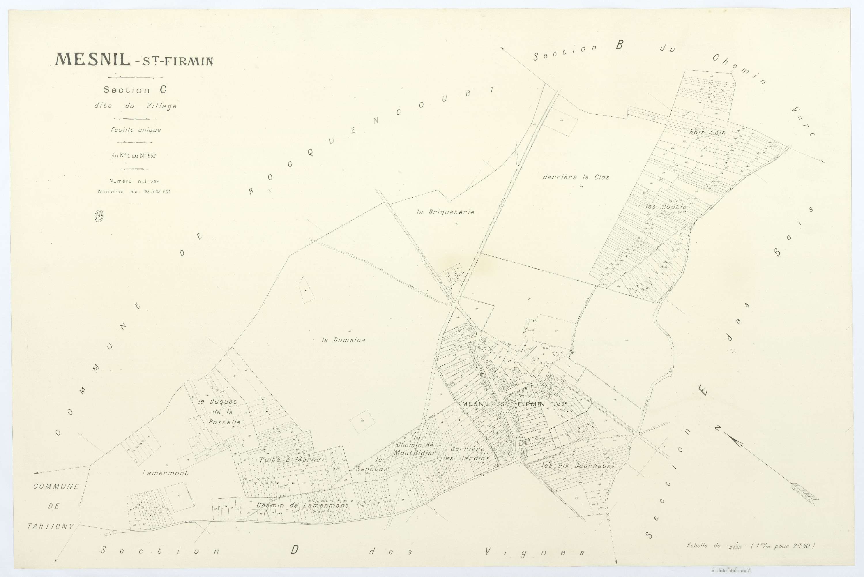 Le Mesnil-Saint-Firmin - Cadastre napoléonien (copie), section C, feuille unique