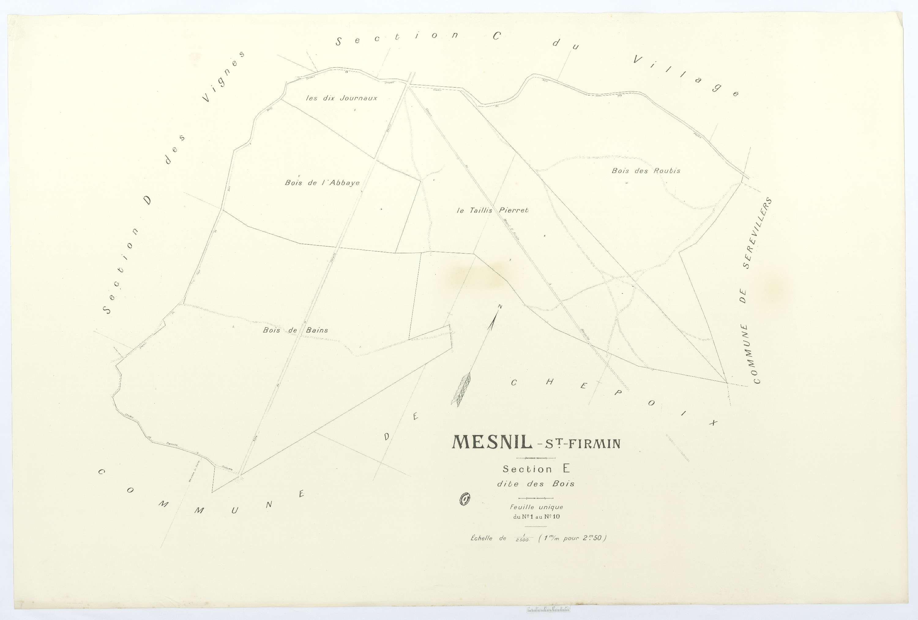 Le Mesnil-Saint-Firmin - Cadastre napoléonien (copie), section E, feuille unique