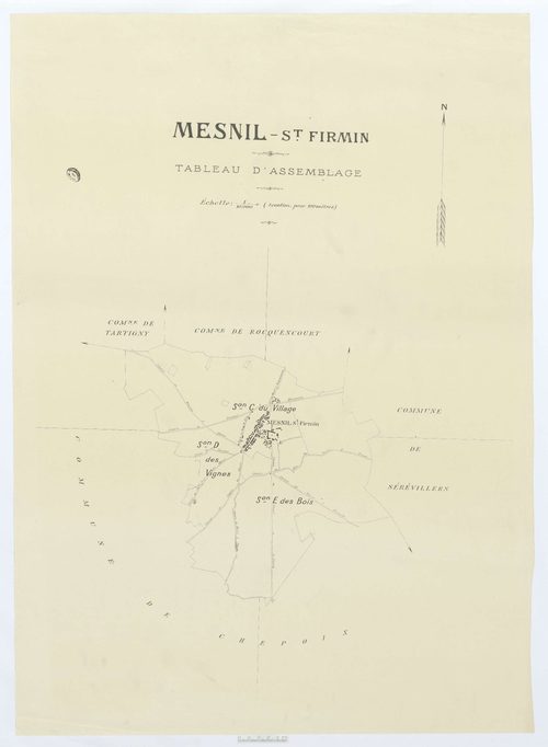 Le Mesnil-Saint-Firmin - Cadastre napoléonien (copie), tableau d'assemblage