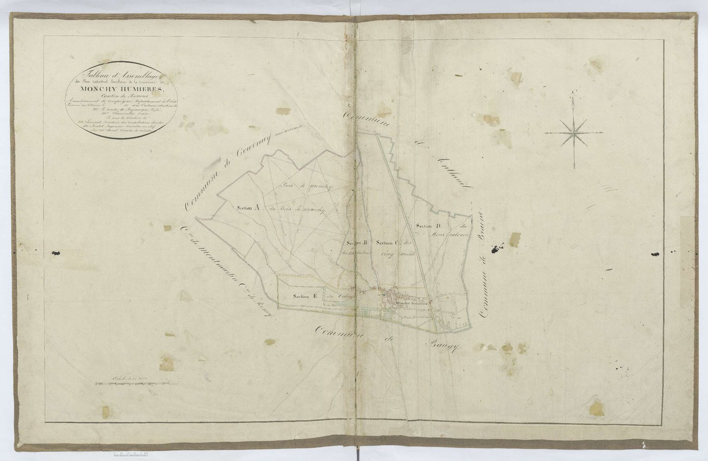 Monchy-Humières - Cadastre napoléonien, tableau d'assemblage