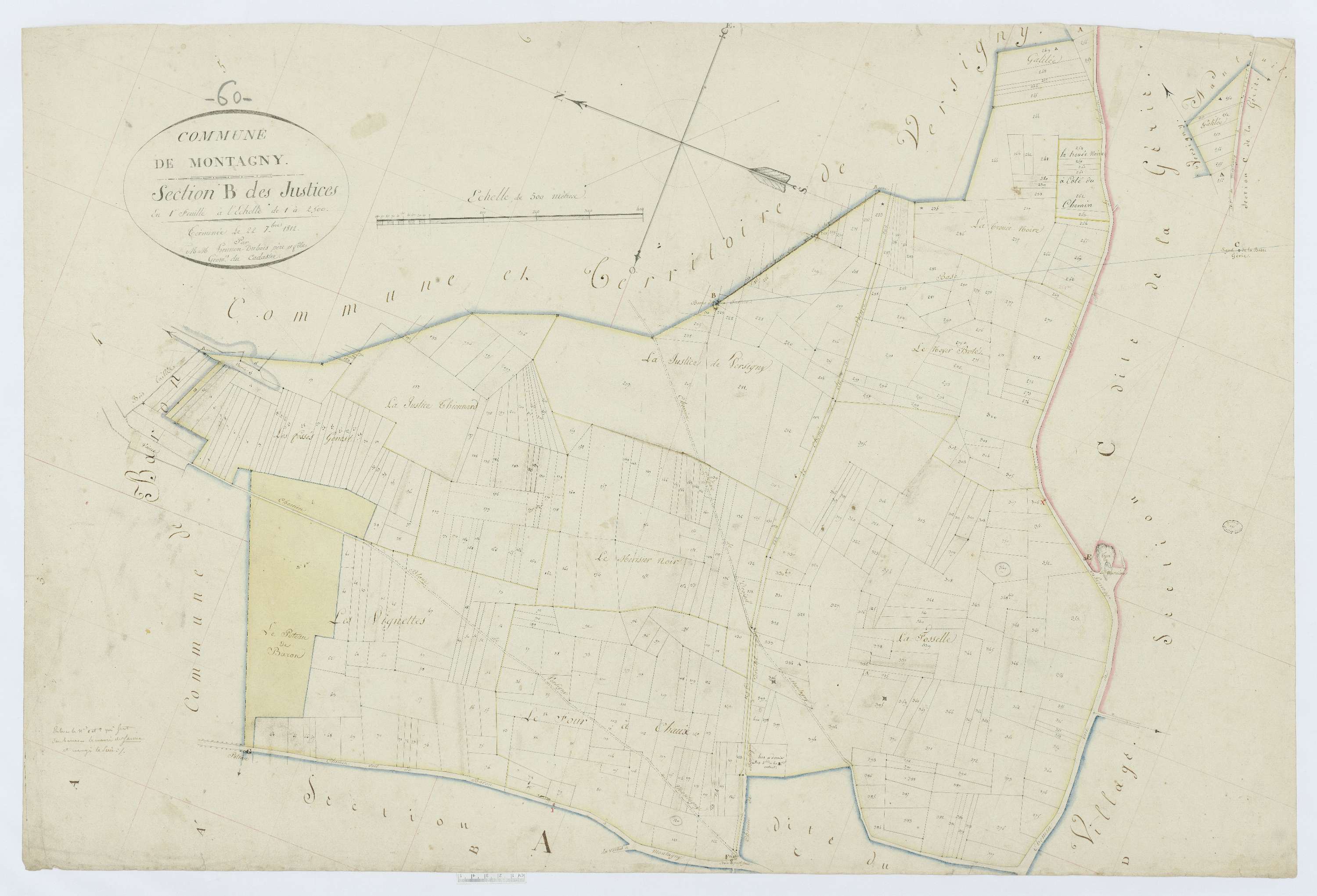 Montagny-Sainte-Félicité - Cadastre napoléonien, section B, feuille unique