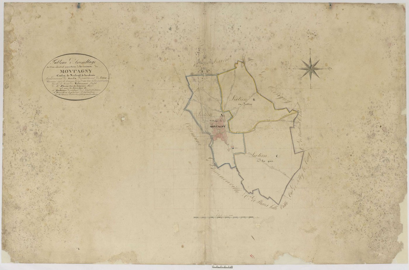 Montagny-Sainte-Félicité - Cadastre napoléonien, tableau d'assemblage