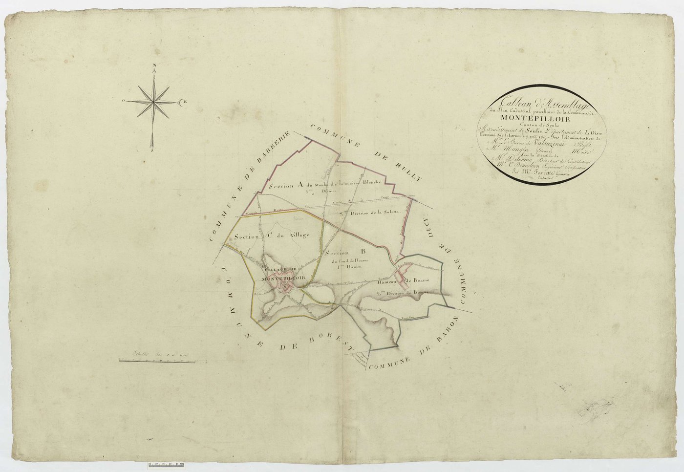 Montépilloy - Cadastre napoléonien, tableau d'assemblage
