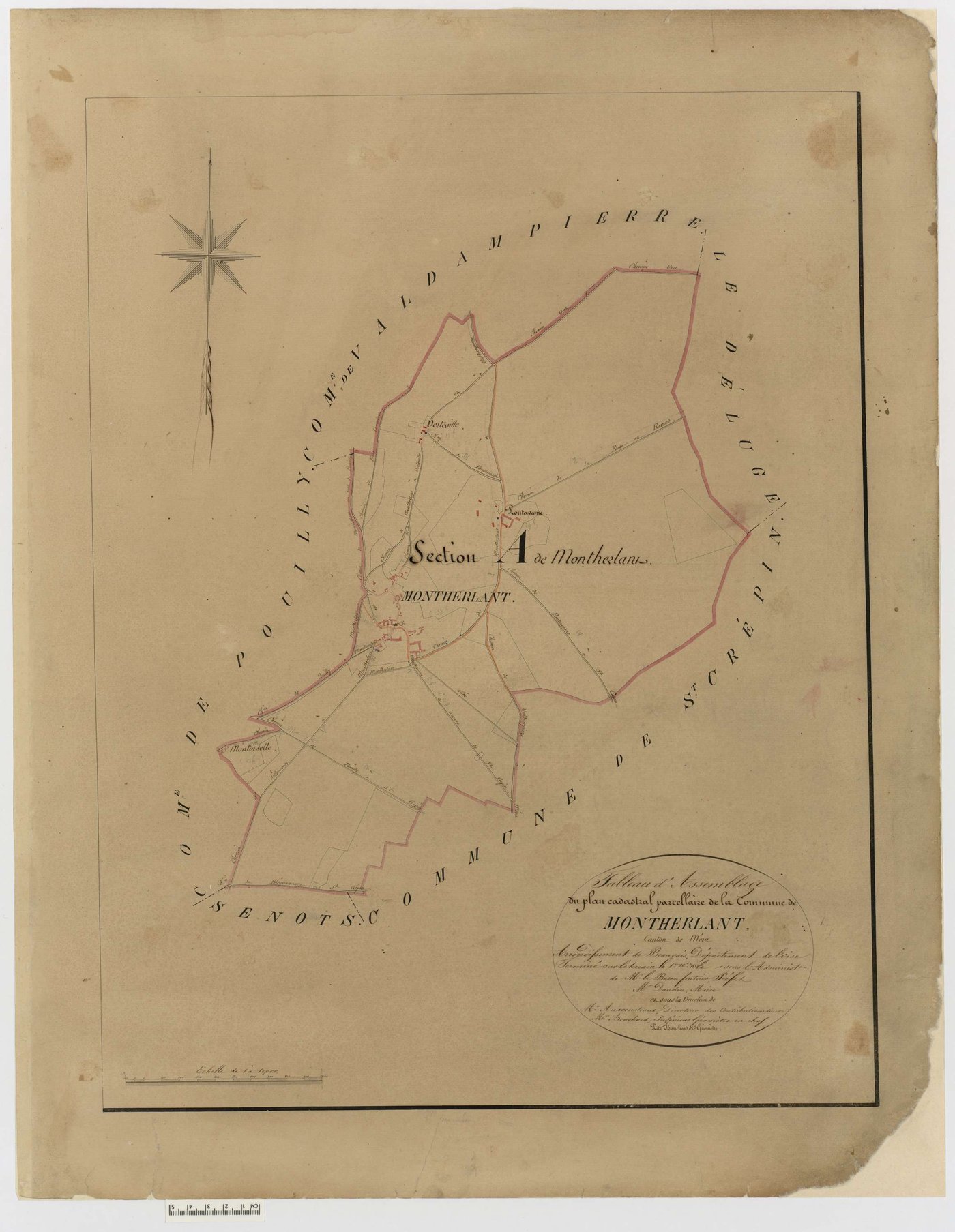Montherlant - Cadastre napoléonien, tableau d'assemblage