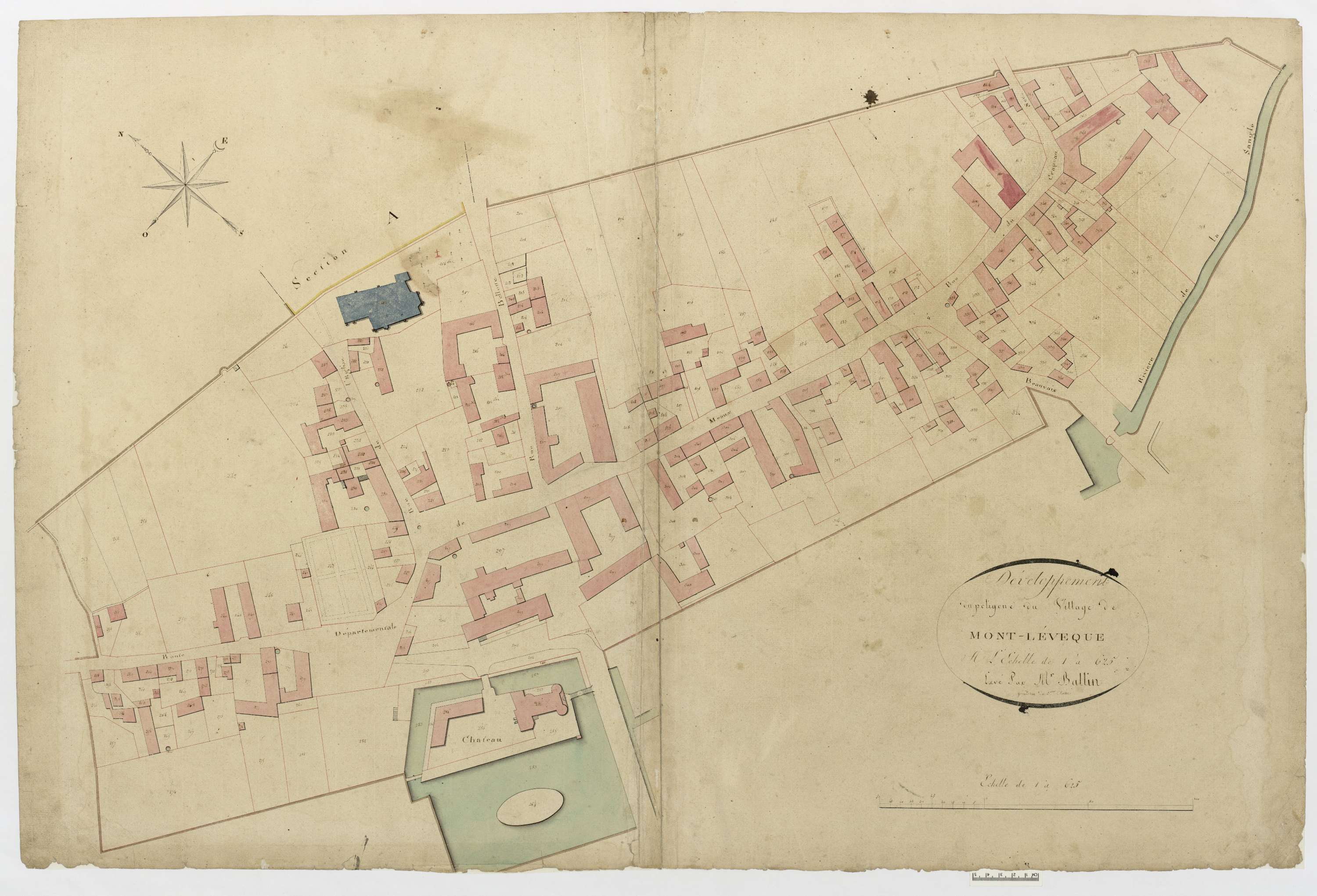 Mont-l'Évêque - Cadastre napoléonien, section F1, développement du village