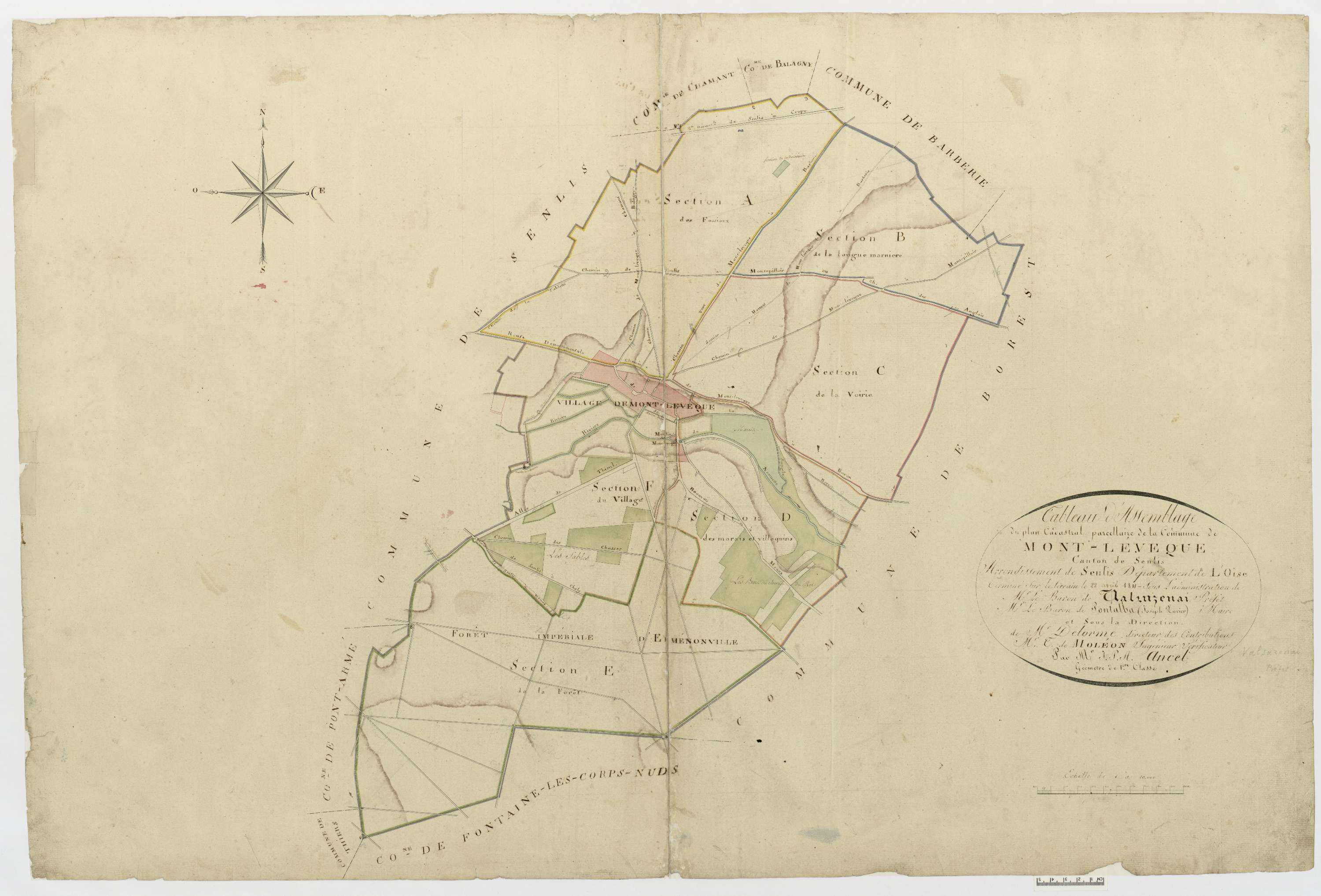 Mont-l'Évêque - Cadastre napoléonien, tableau d'assemblage