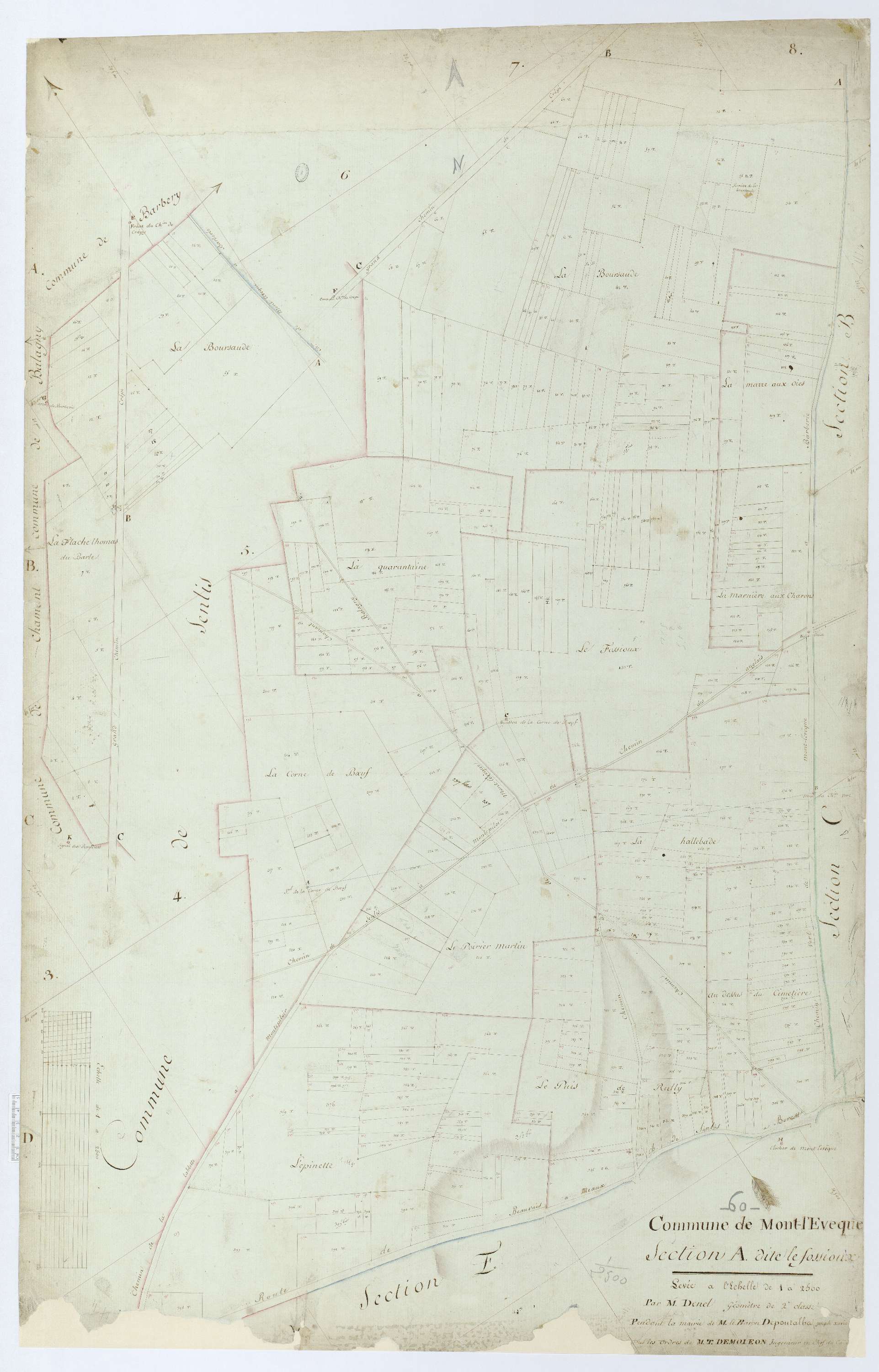Mont-l'Évêque - Cadastre napoléonien, section A, feuille unique