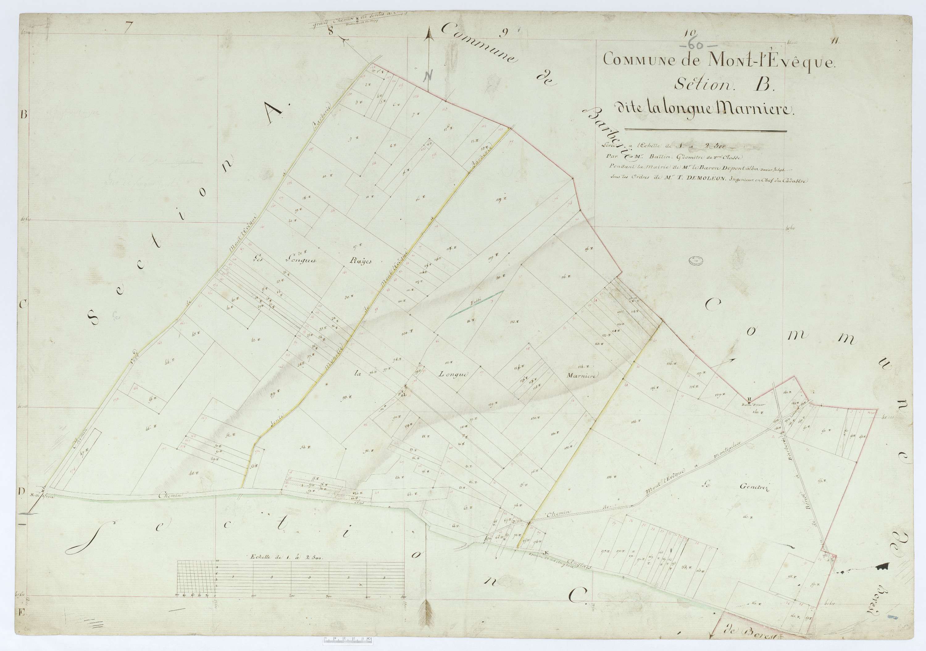 Mont-l'Évêque - Cadastre napoléonien, section B, feuille unique