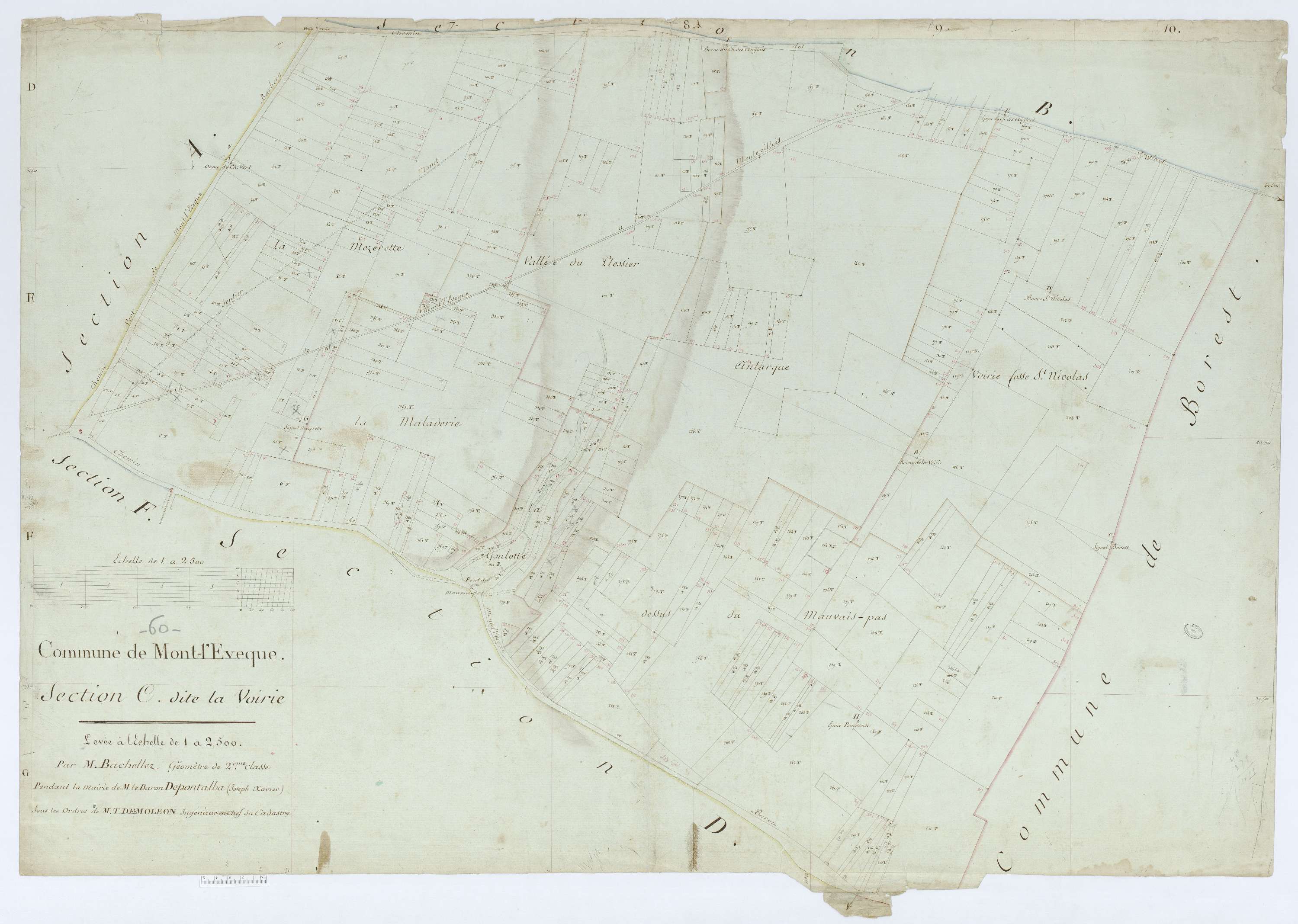 Mont-l'Évêque - Cadastre napoléonien, section C, feuille unique