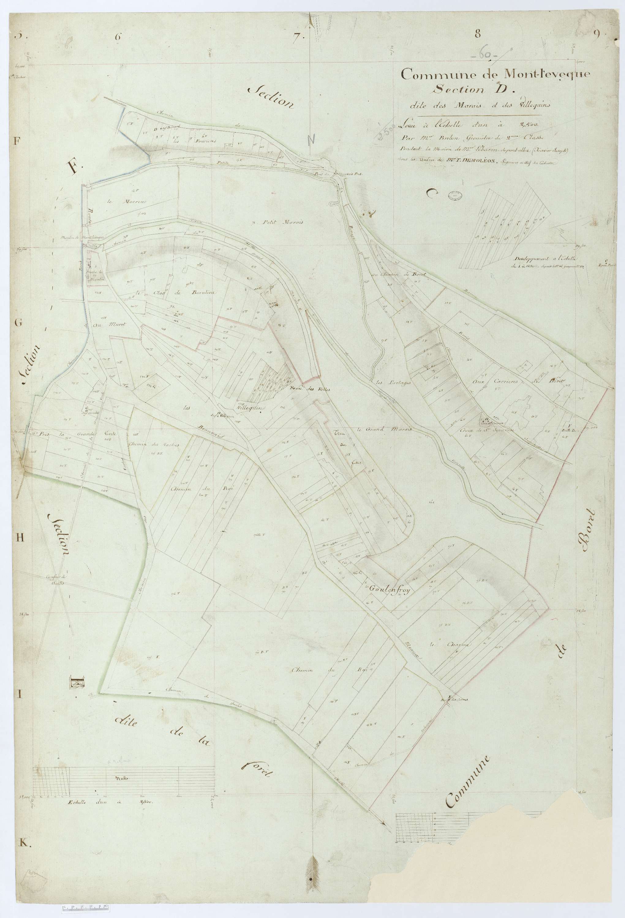 Mont-l'Évêque - Cadastre napoléonien, section D, feuille unique
