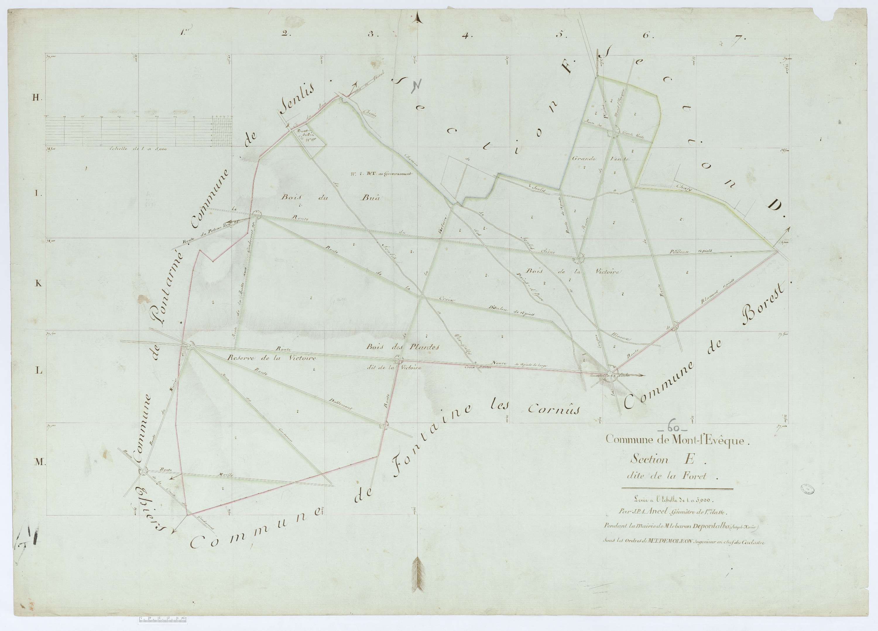 Mont-l'Évêque - Cadastre napoléonien, section E, feuille unique