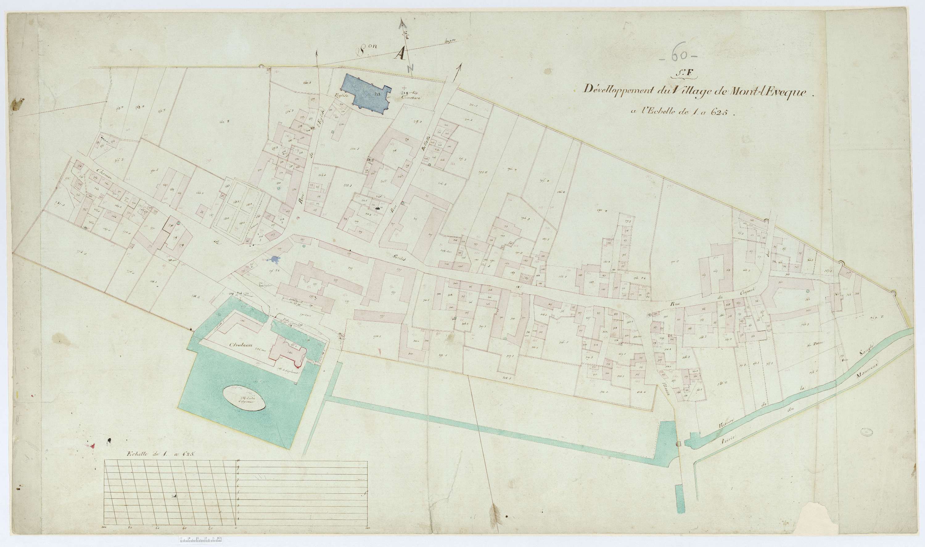 Mont-l'Évêque - Cadastre napoléonien, section F, feuille unique