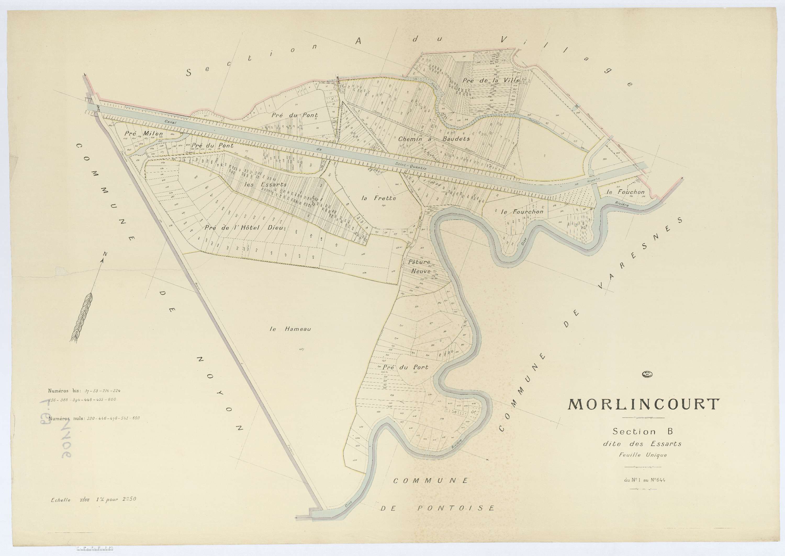 Morlincourt - Cadastre napoléonien (copie), section B, feuille unique