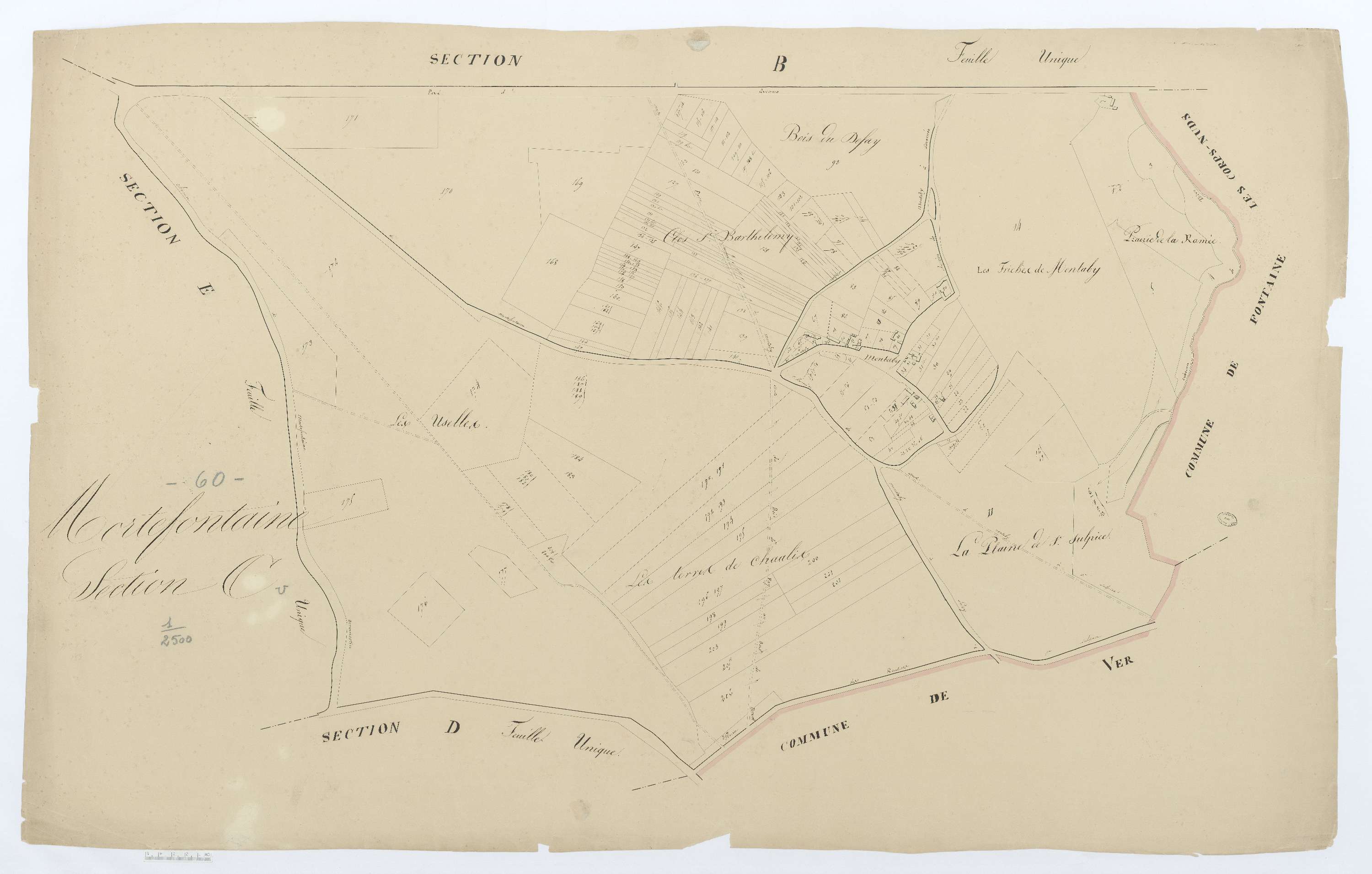 Mortefontaine - Cadastre napoléonien, section C, feuille unique