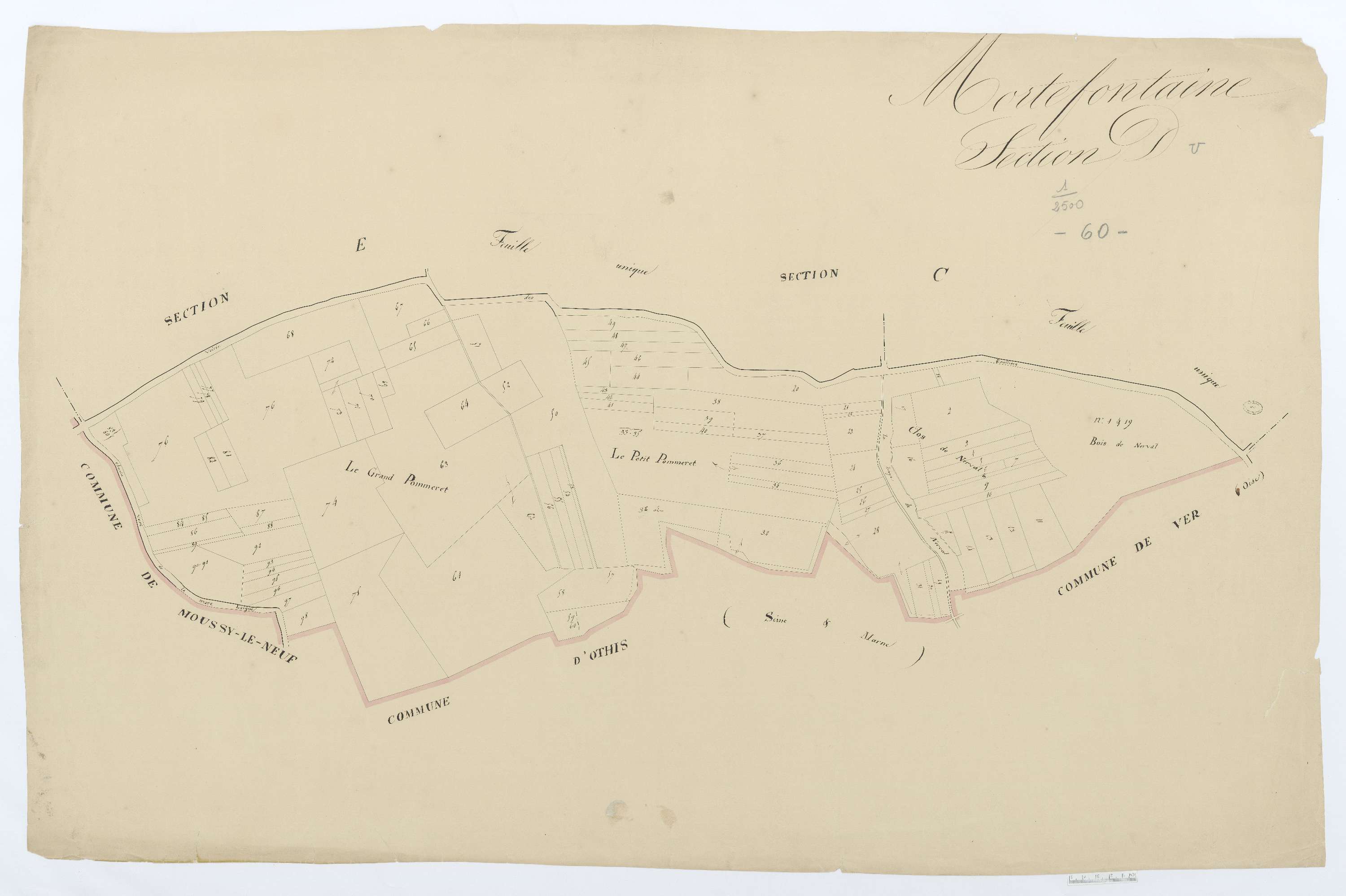 Mortefontaine - Cadastre napoléonien, section D, feuille unique