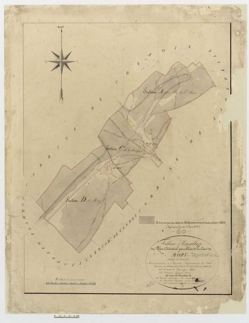 Mory-Montcrux - Cadastre napoléonien, tableau d'assemblage
