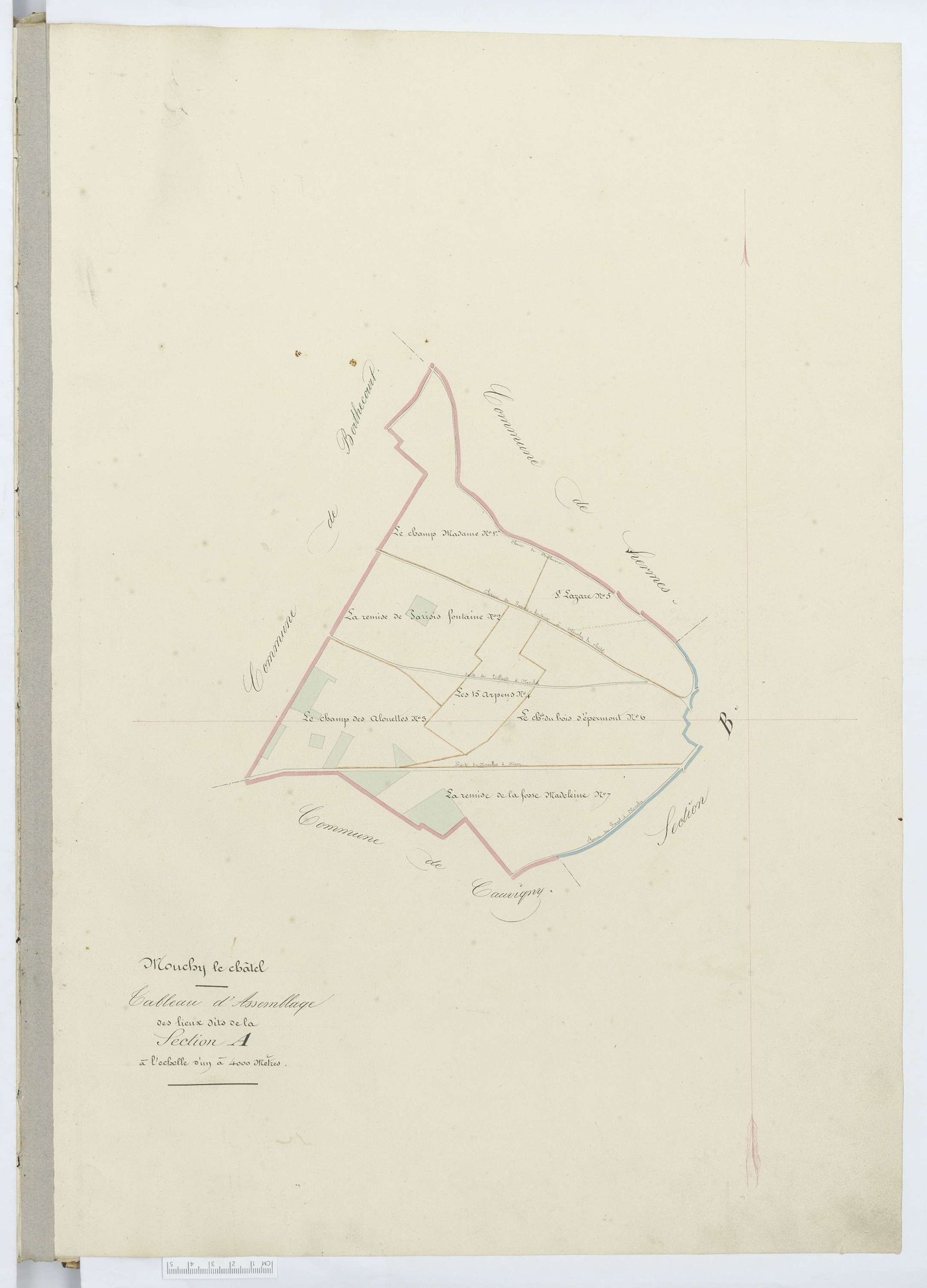 Mouchy-le-Châtel - Cadastre napoléonien, tableau d'assemblage de la section A