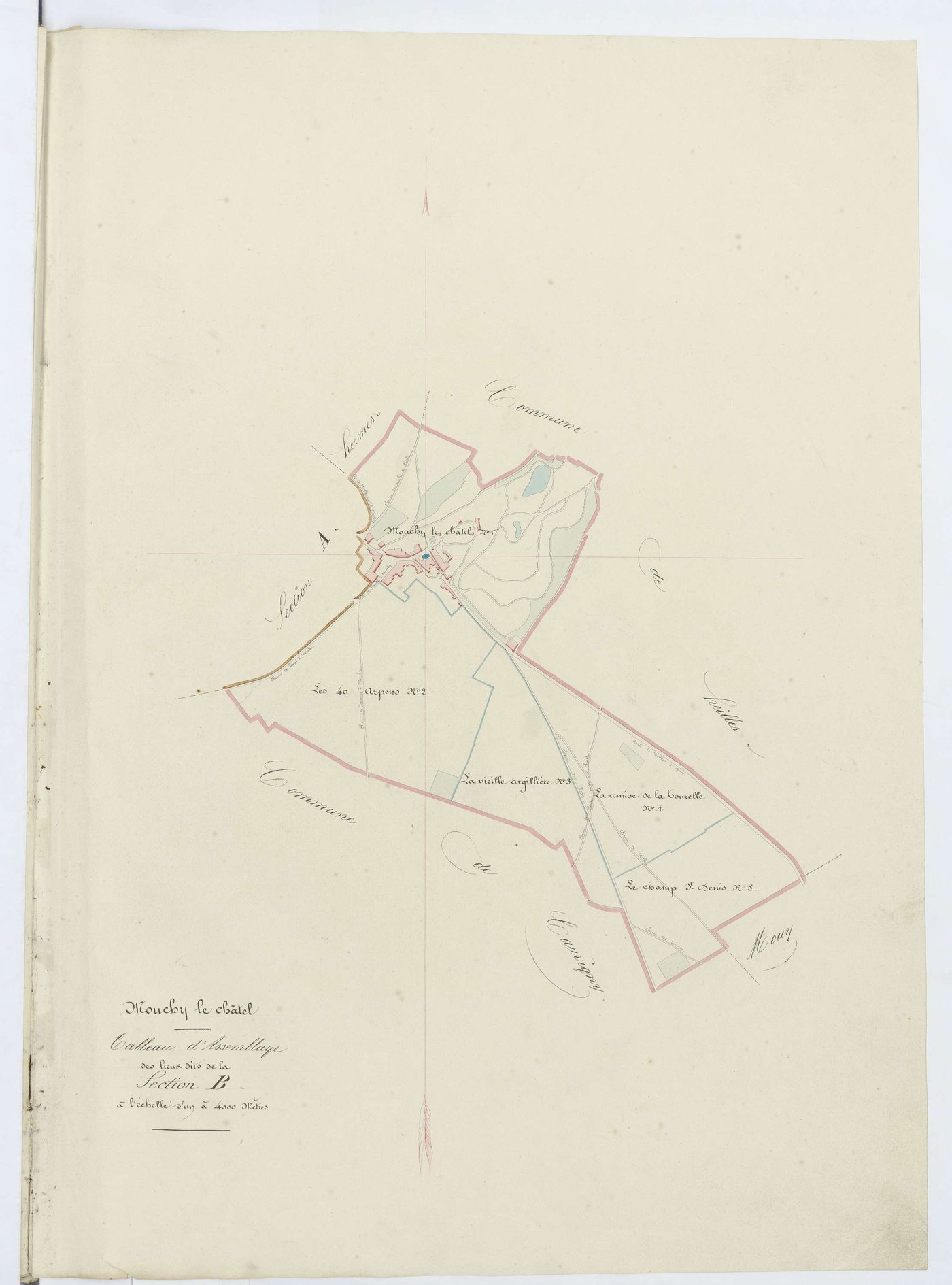 Mouchy-le-Châtel - Cadastre napoléonien, tableau d'assemblage de la section B
