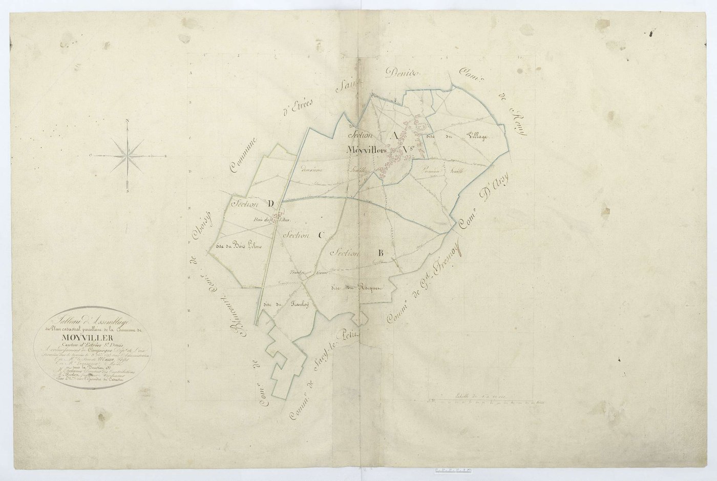 Moyvillers - Cadastre napoléonien, tableau d'assemblage