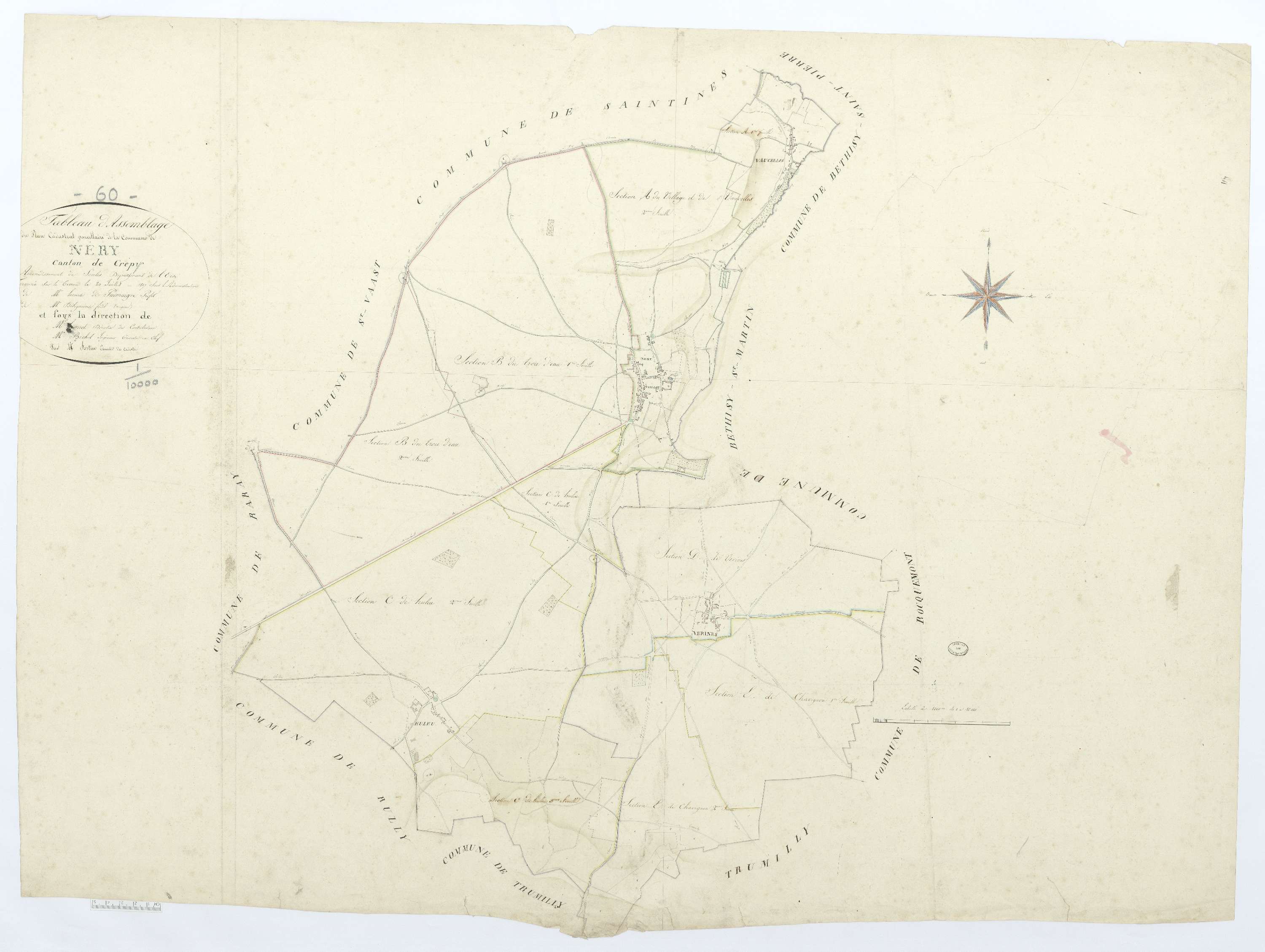 Néry - Cadastre napoléonien, tableau d'assemblage