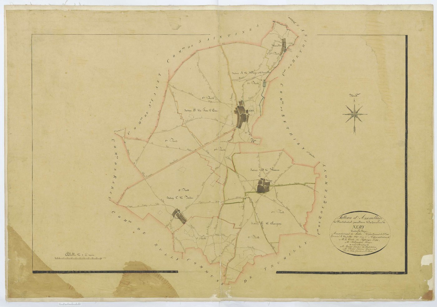 Néry - Cadastre napoléonien, tableau d'assemblage