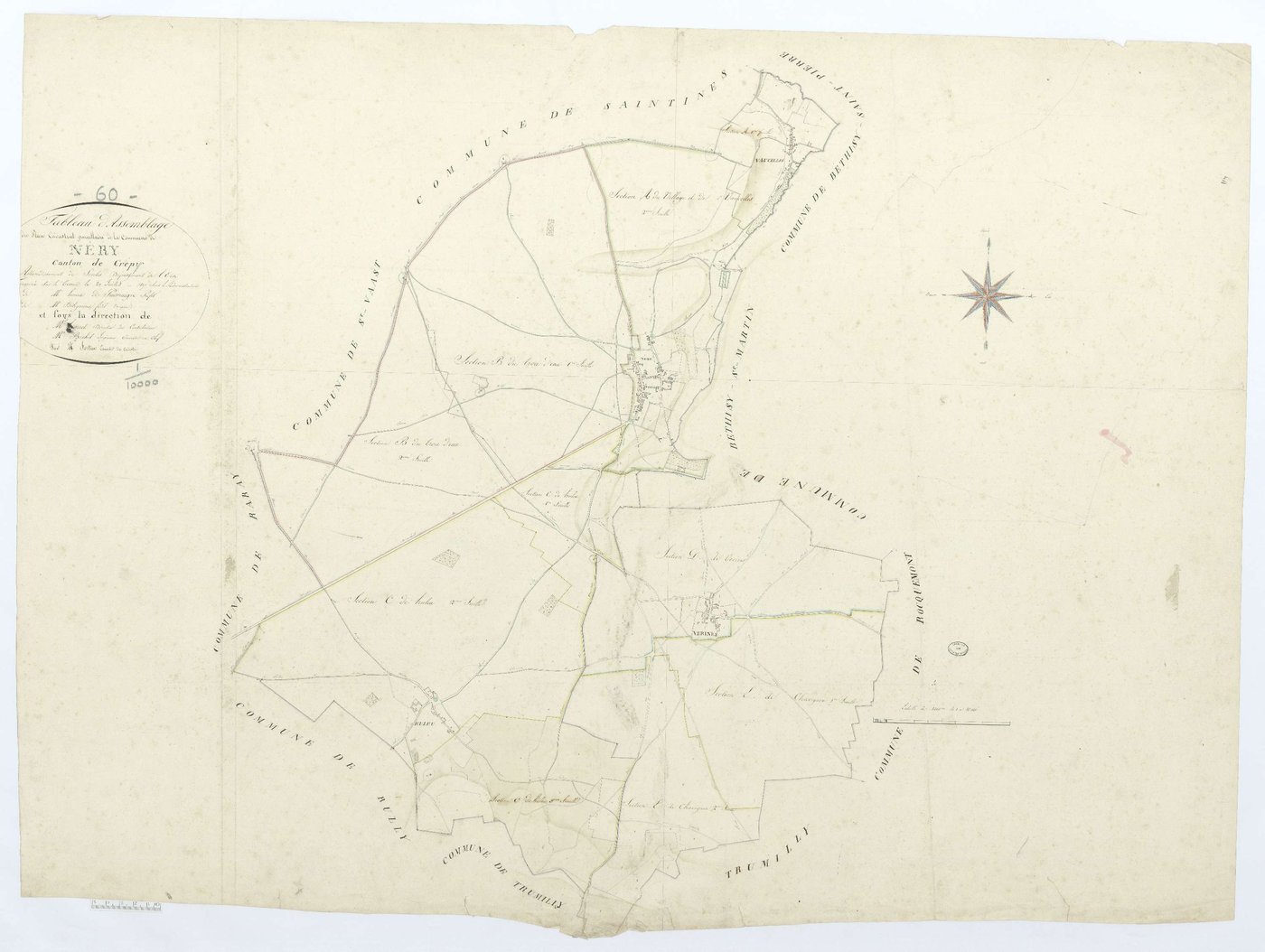 Néry - Cadastre napoléonien, tableau d'assemblage