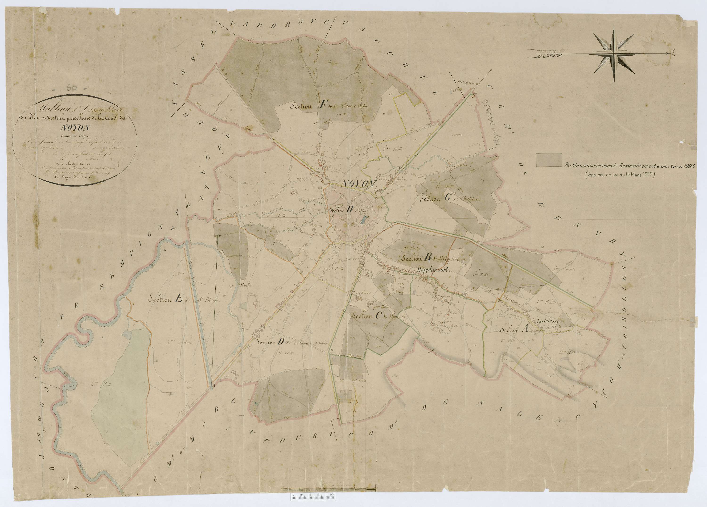 Noyon - Cadastre napoléonien, tableau d'assemblage