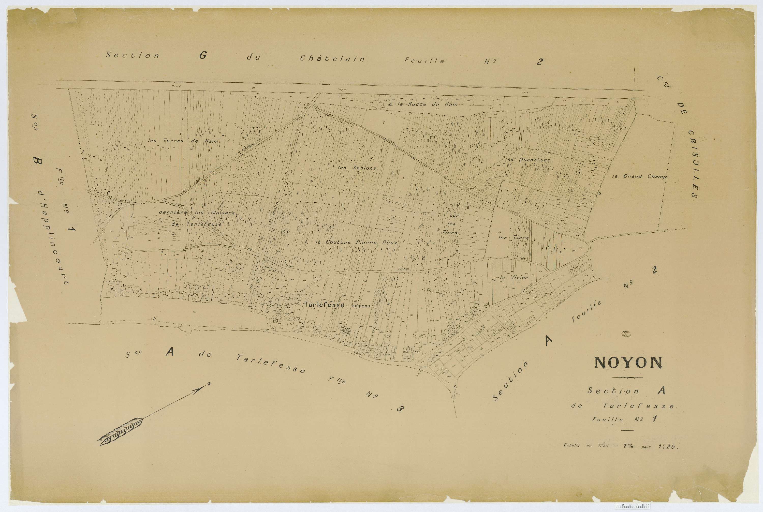 Noyon - Cadastre napoléonien (copie), section A1, copie calque