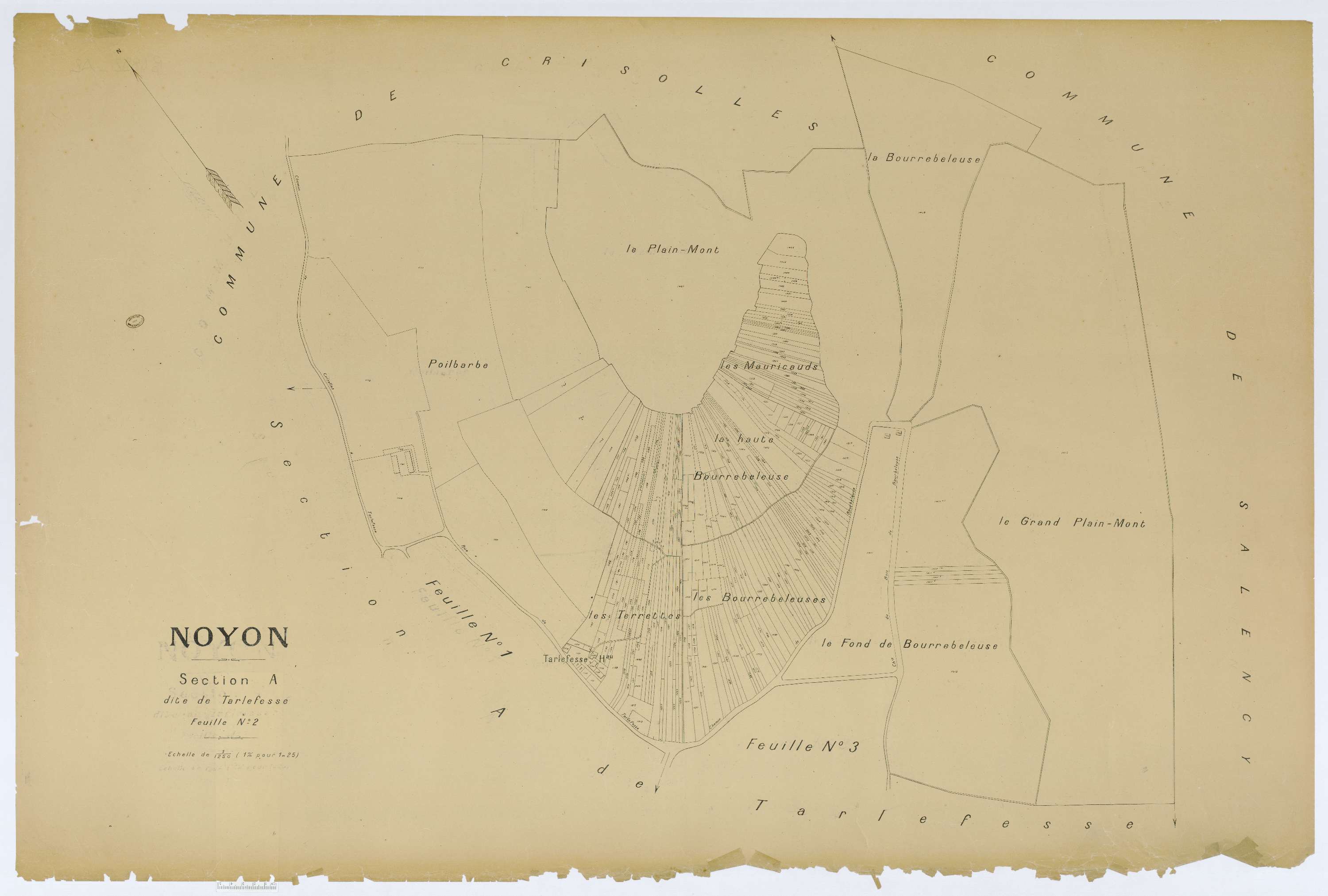 Noyon - Cadastre napoléonien (copie), section A2, copie calque