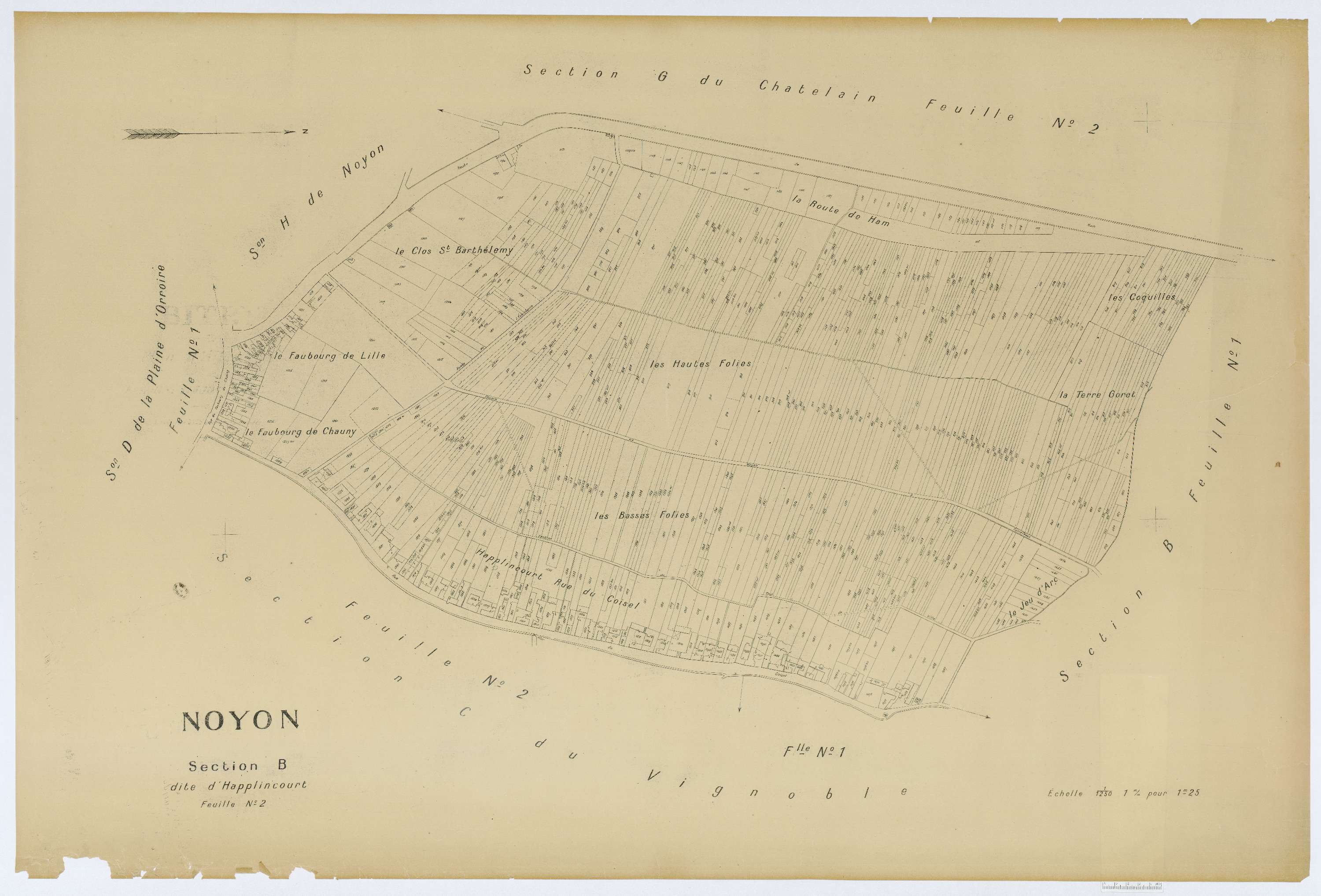 Noyon - Cadastre napoléonien (copie), section B2, copie calque