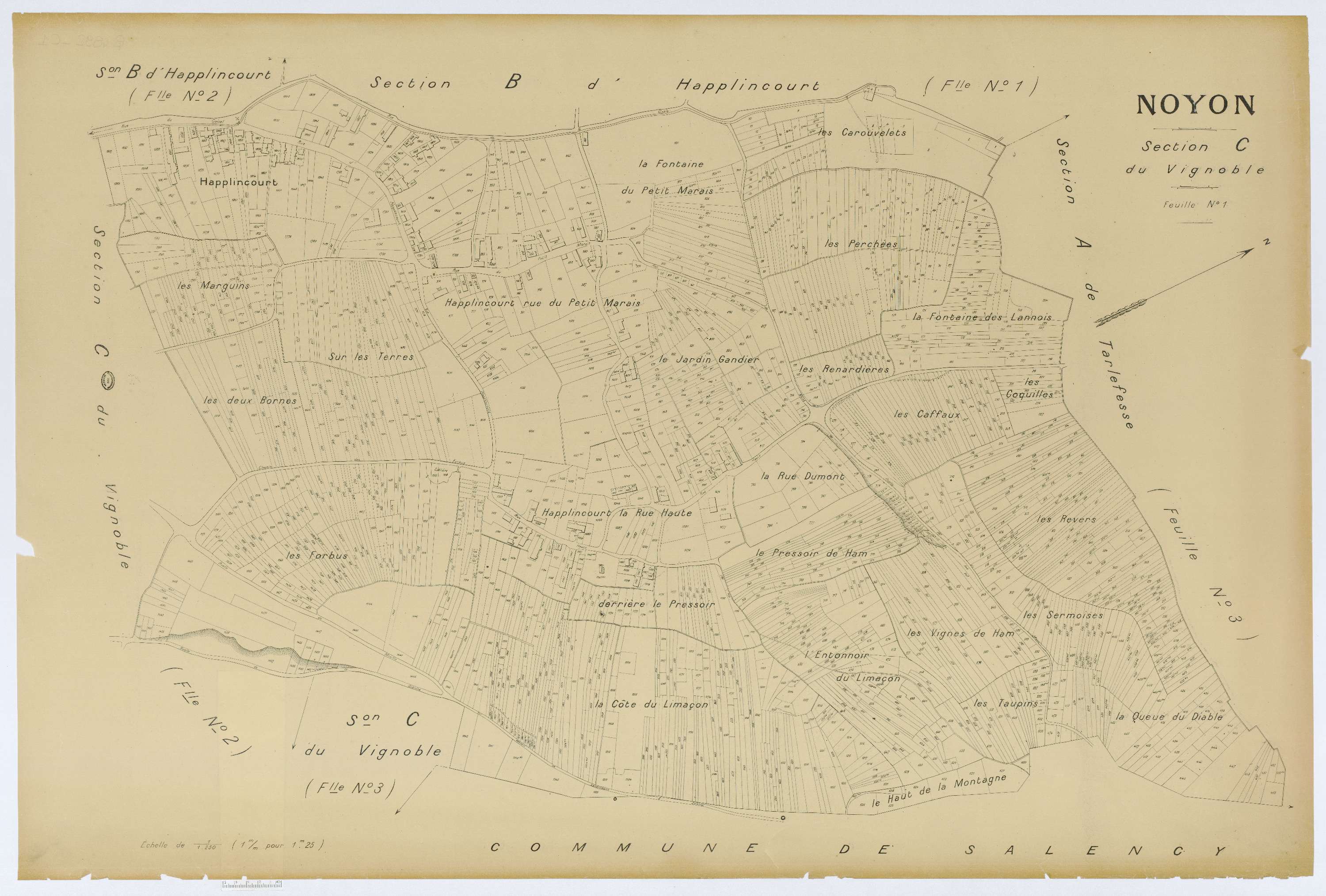 Noyon - Cadastre napoléonien (copie), section C1, copie calque