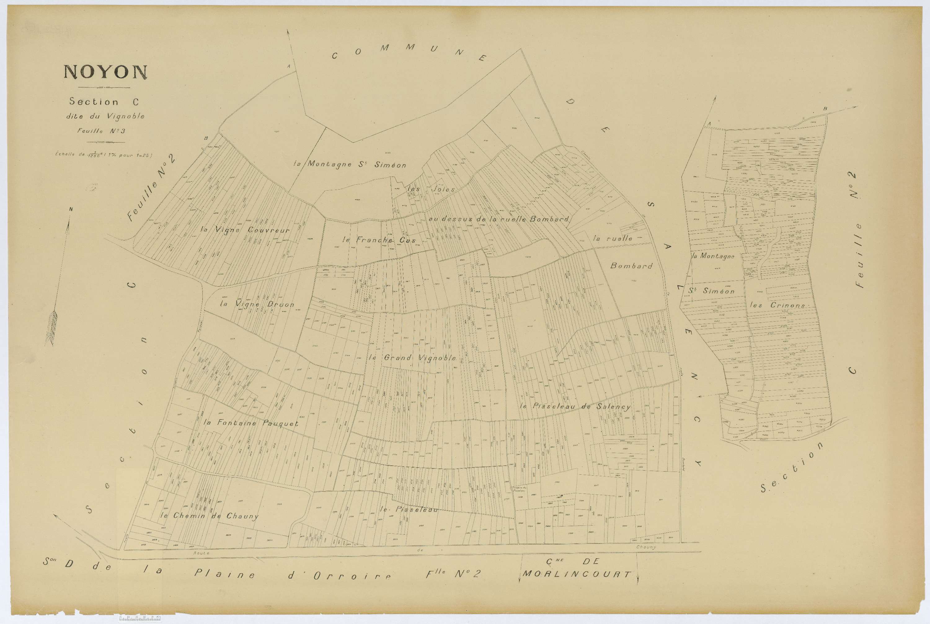 Noyon - Cadastre napoléonien (copie), section C3, copie calque