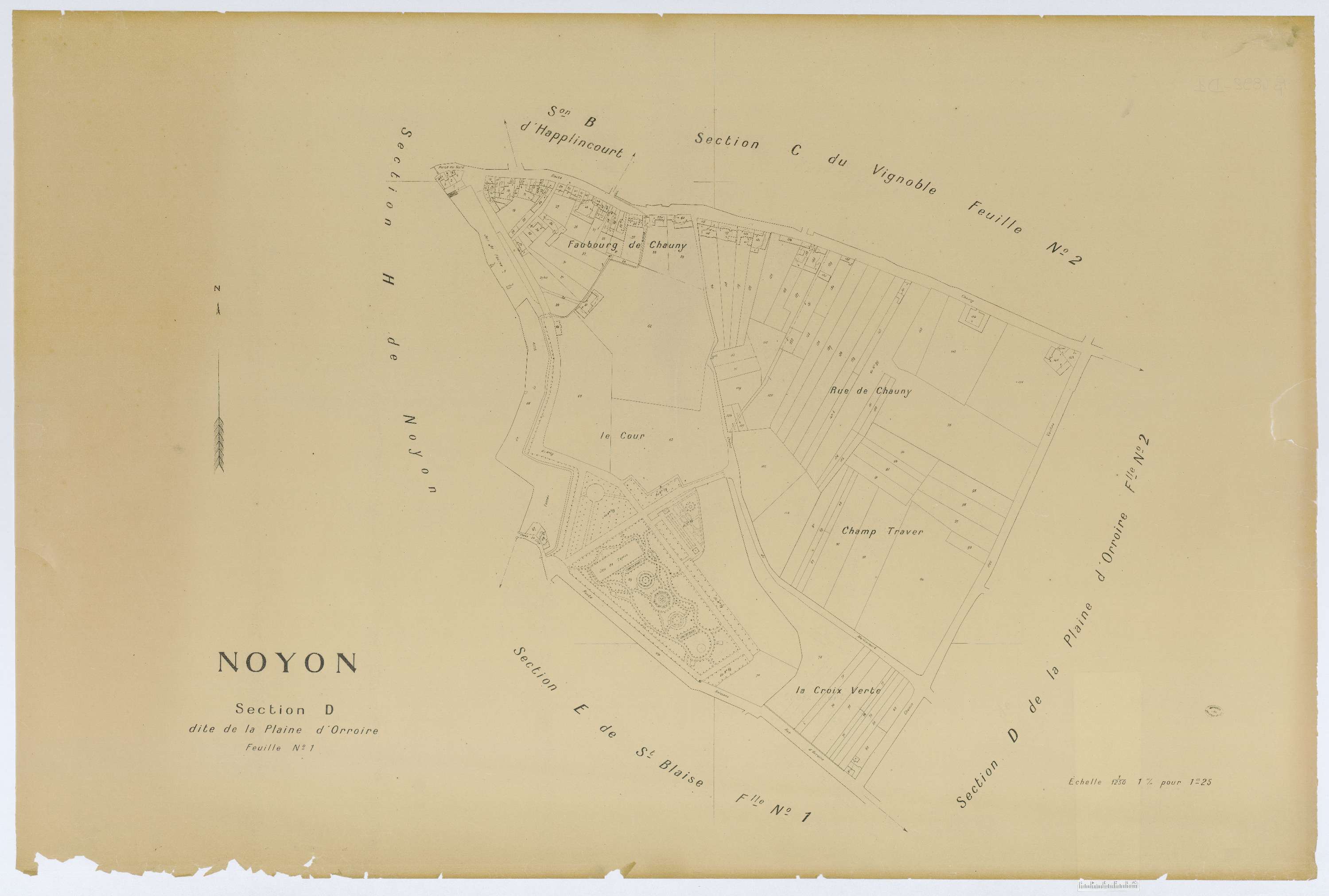 Noyon - Cadastre napoléonien (copie), section D1, copie calque