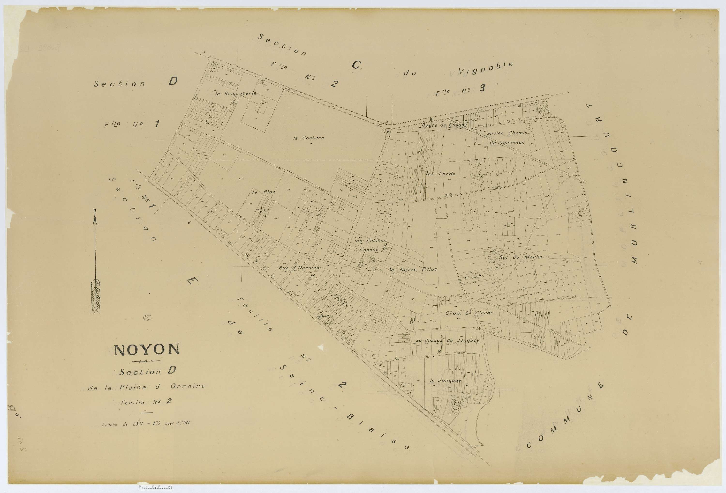 Noyon - Cadastre napoléonien (copie), section D2, copie calque