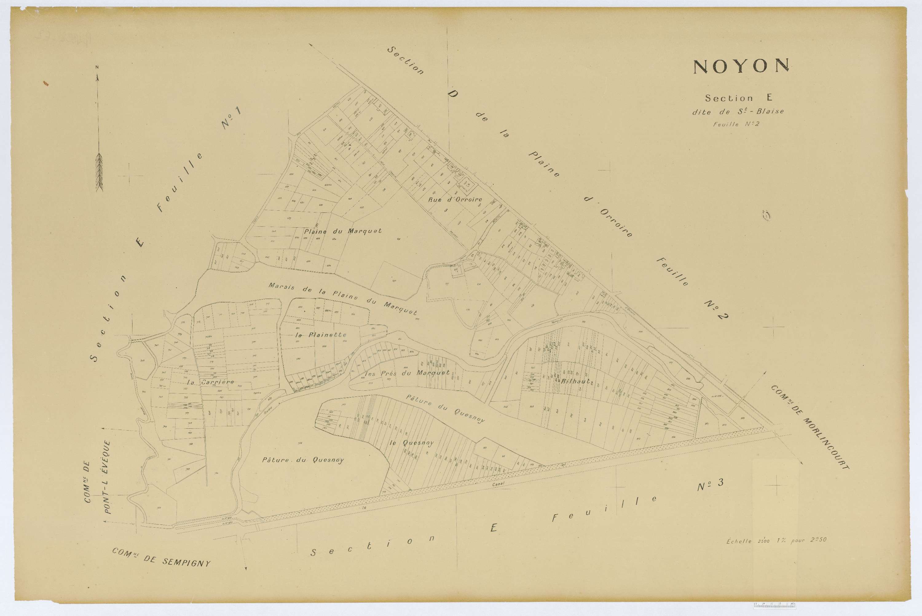Noyon - Cadastre napoléonien (copie), section E2, copie calque